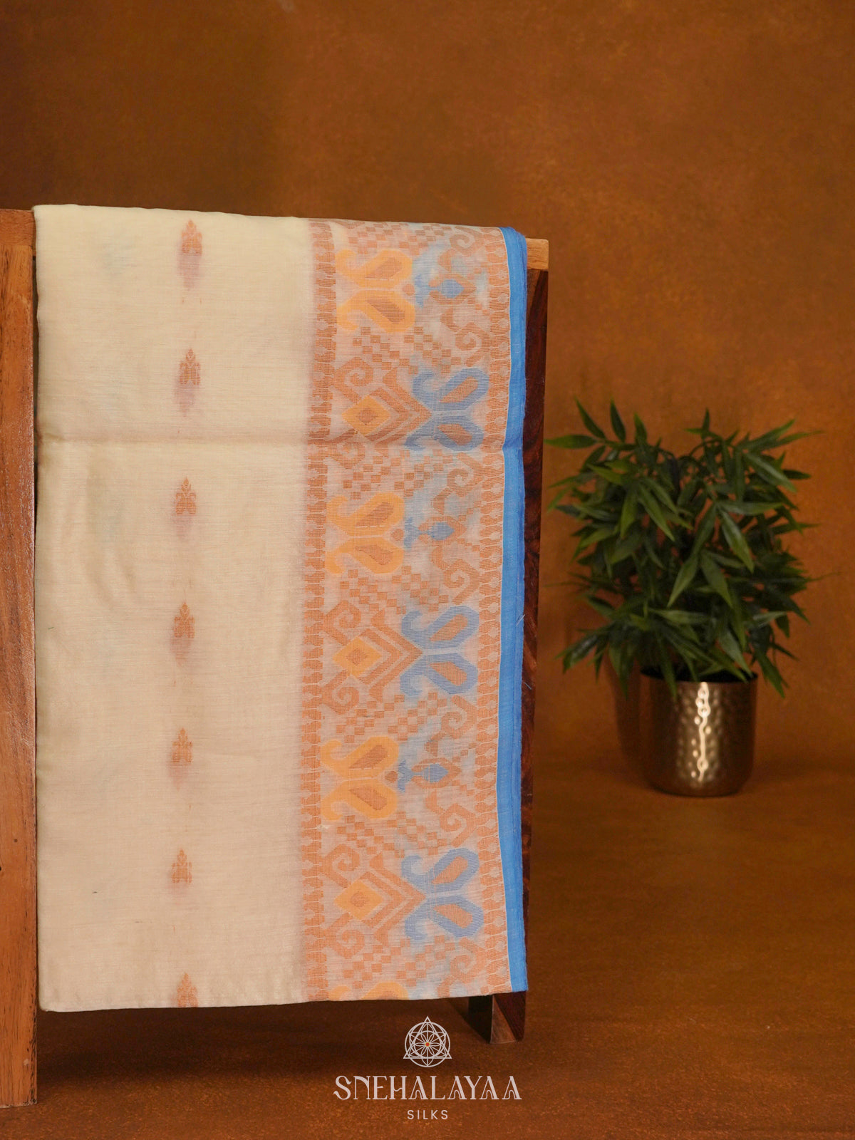 Cream Linen Saree