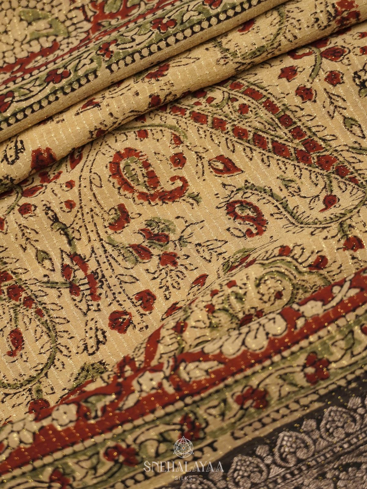 Beige Chanderi Saree