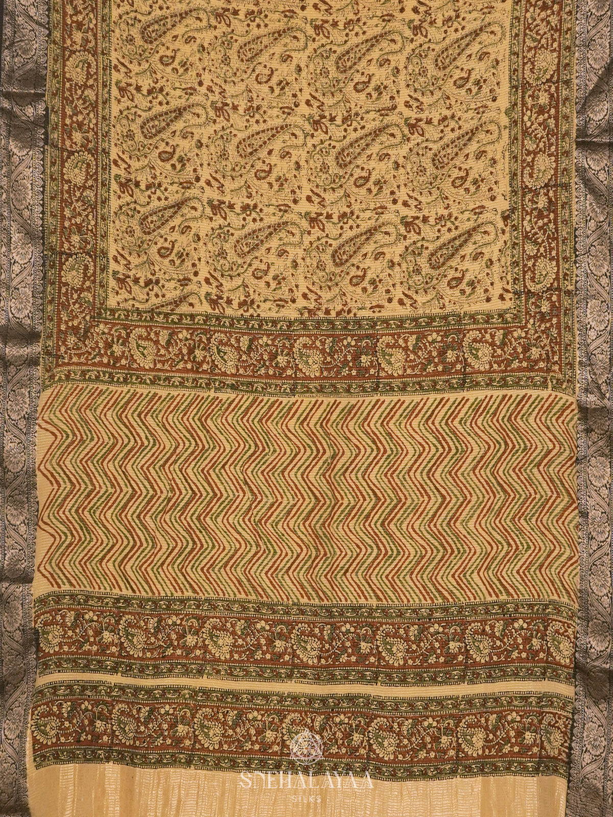 Beige Chanderi Saree