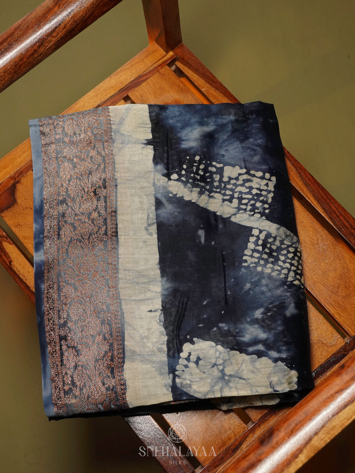 Navy Blue Chanderi Saree
