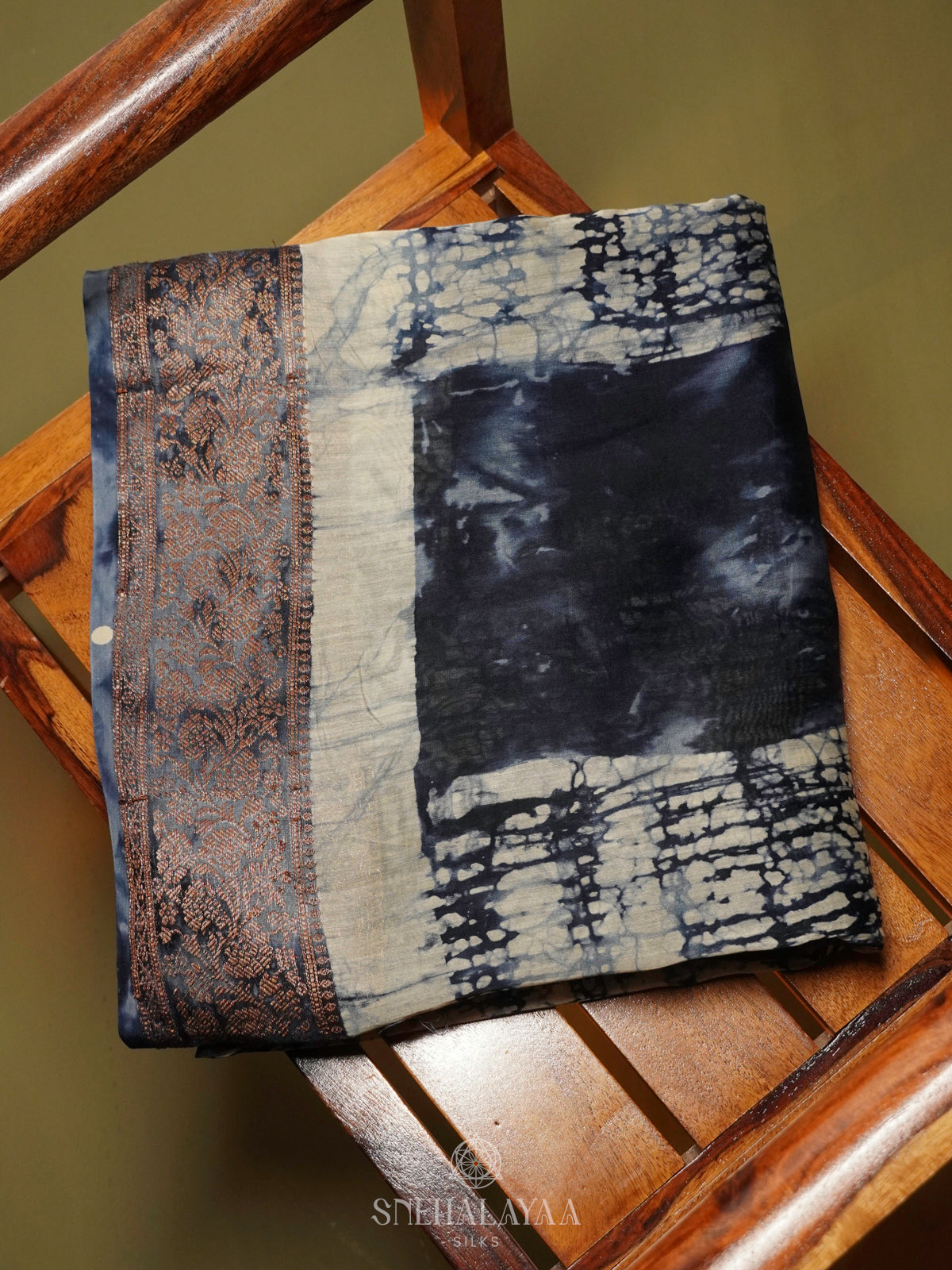 Navy Blue Chanderi Saree