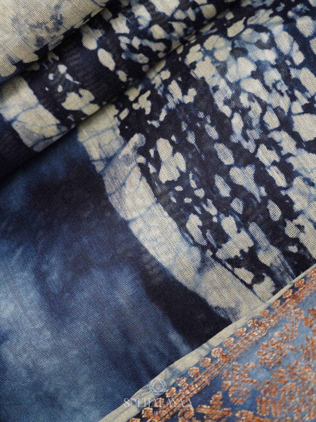 Navy Blue Chanderi Saree