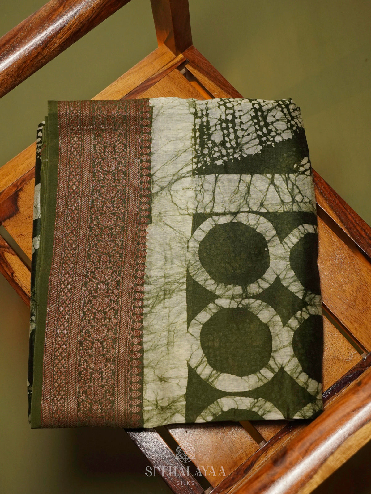 Olive Green Chanderi Saree