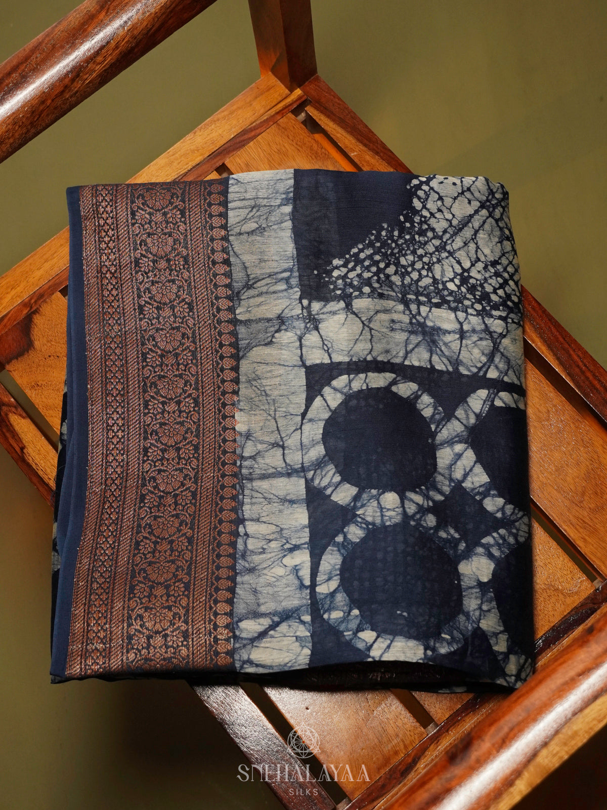 Navy Blue Chanderi Saree