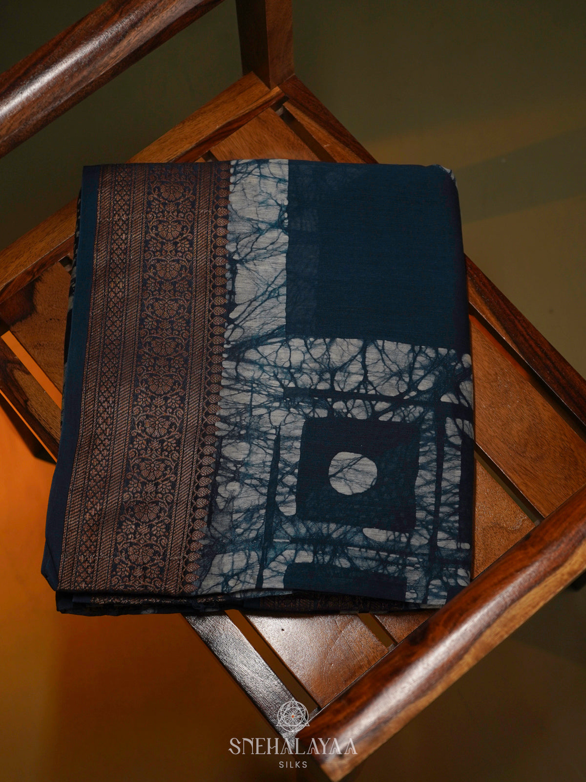Navy Blue Chanderi