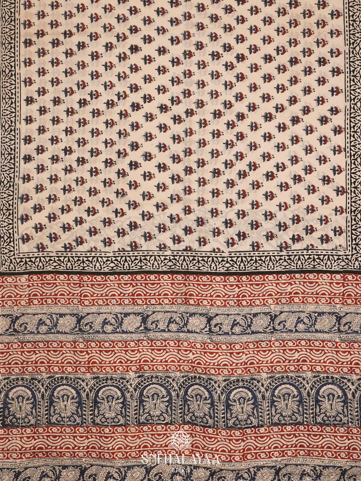 Cream Jaipur Cotton Saree