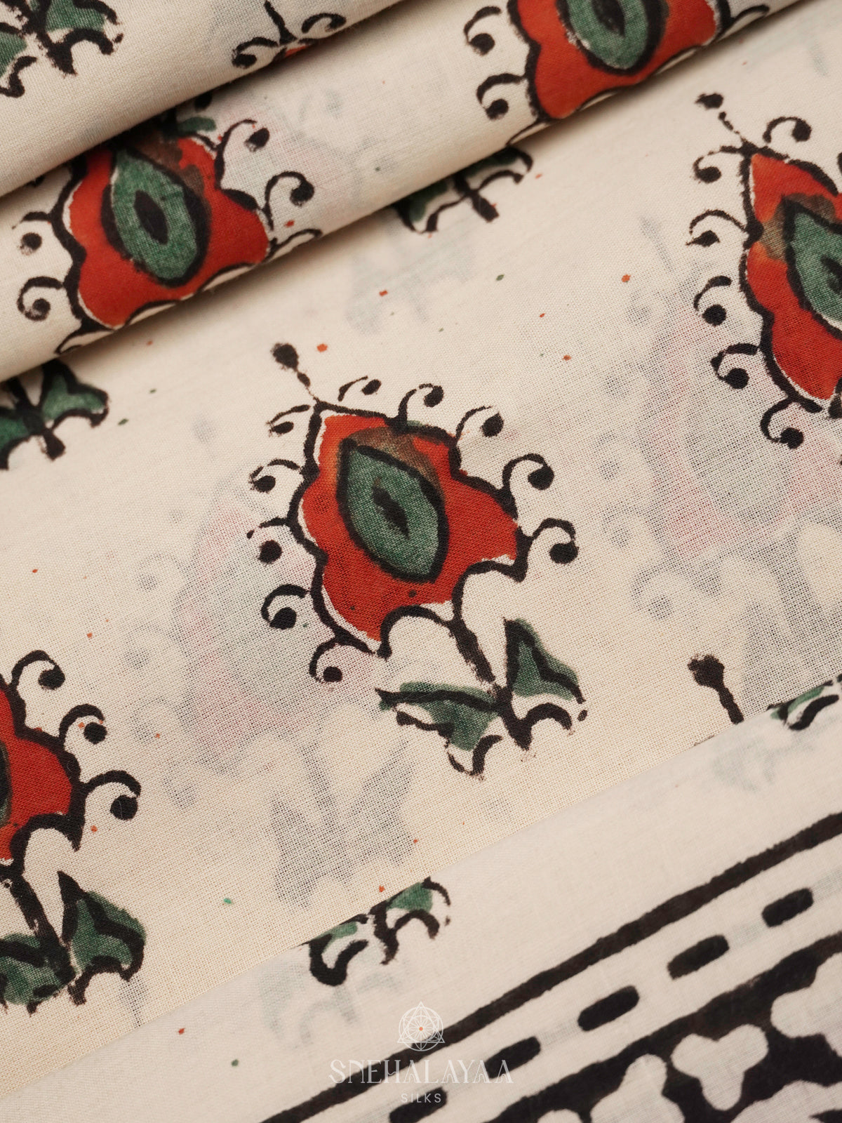 Off White Jaipur Cotton Saree
