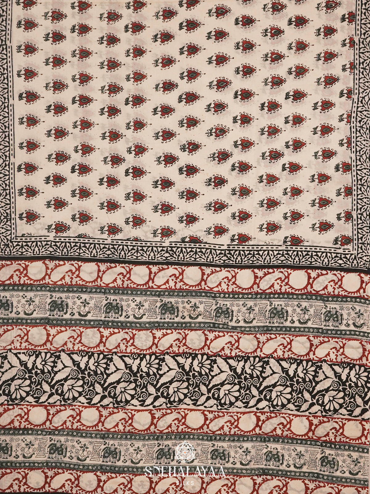 Off White Jaipur Cotton Saree