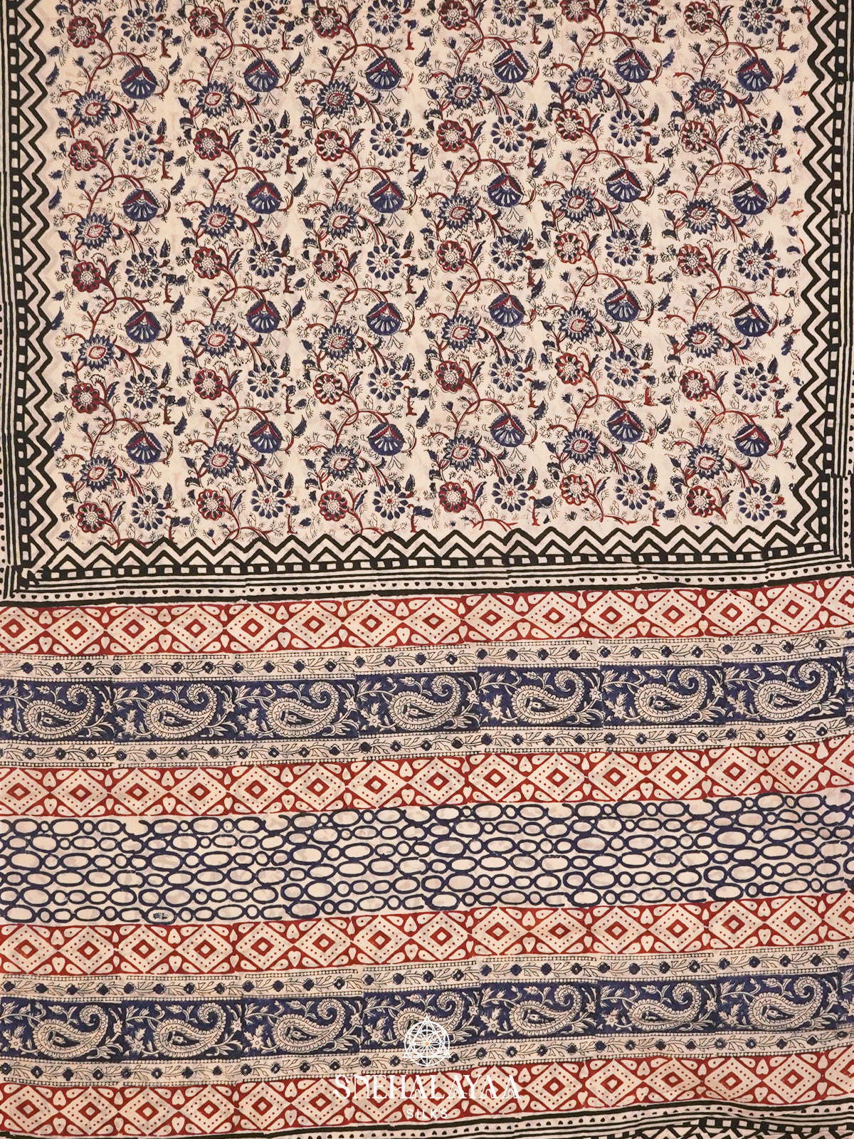 Off White Jaipur Cotton Saree