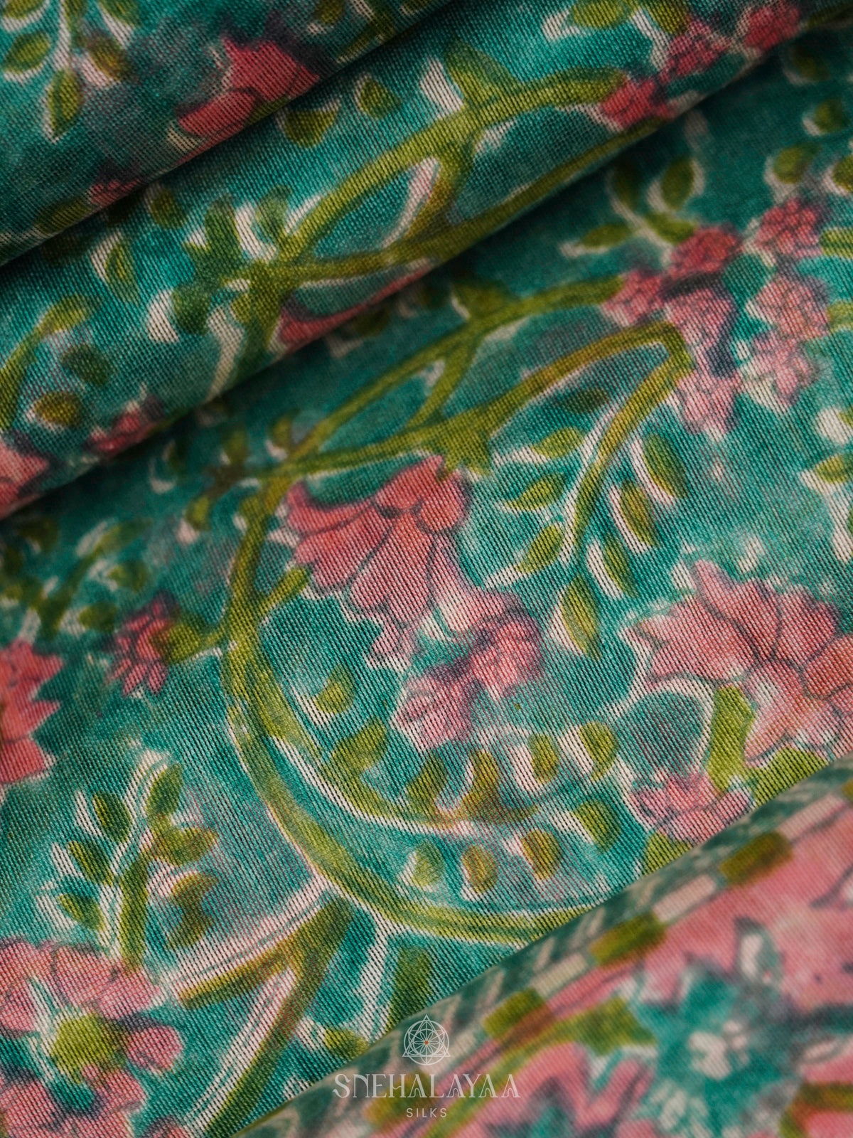 Teal Green Chanderi Saree
