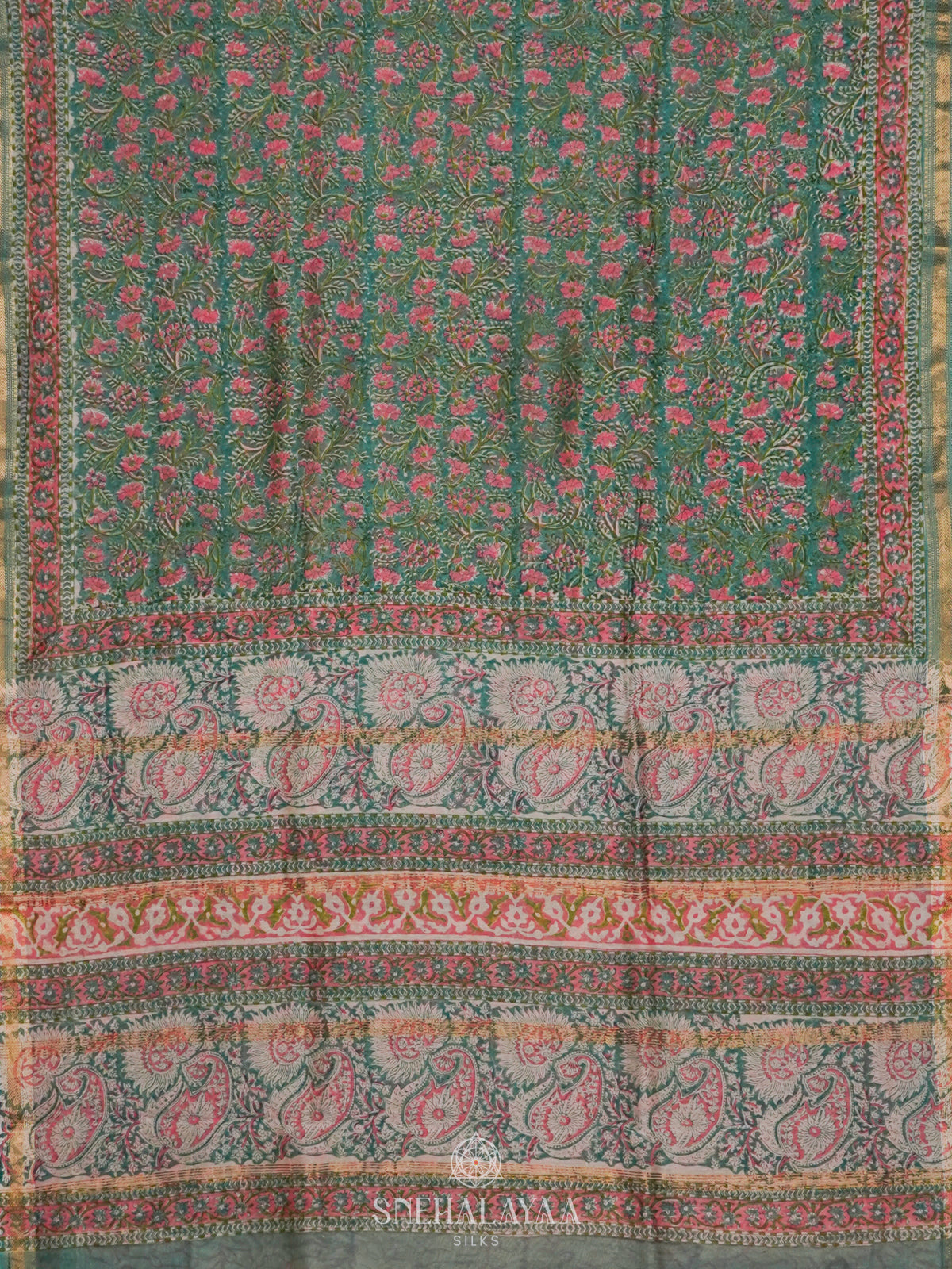 Teal Green Chanderi Saree