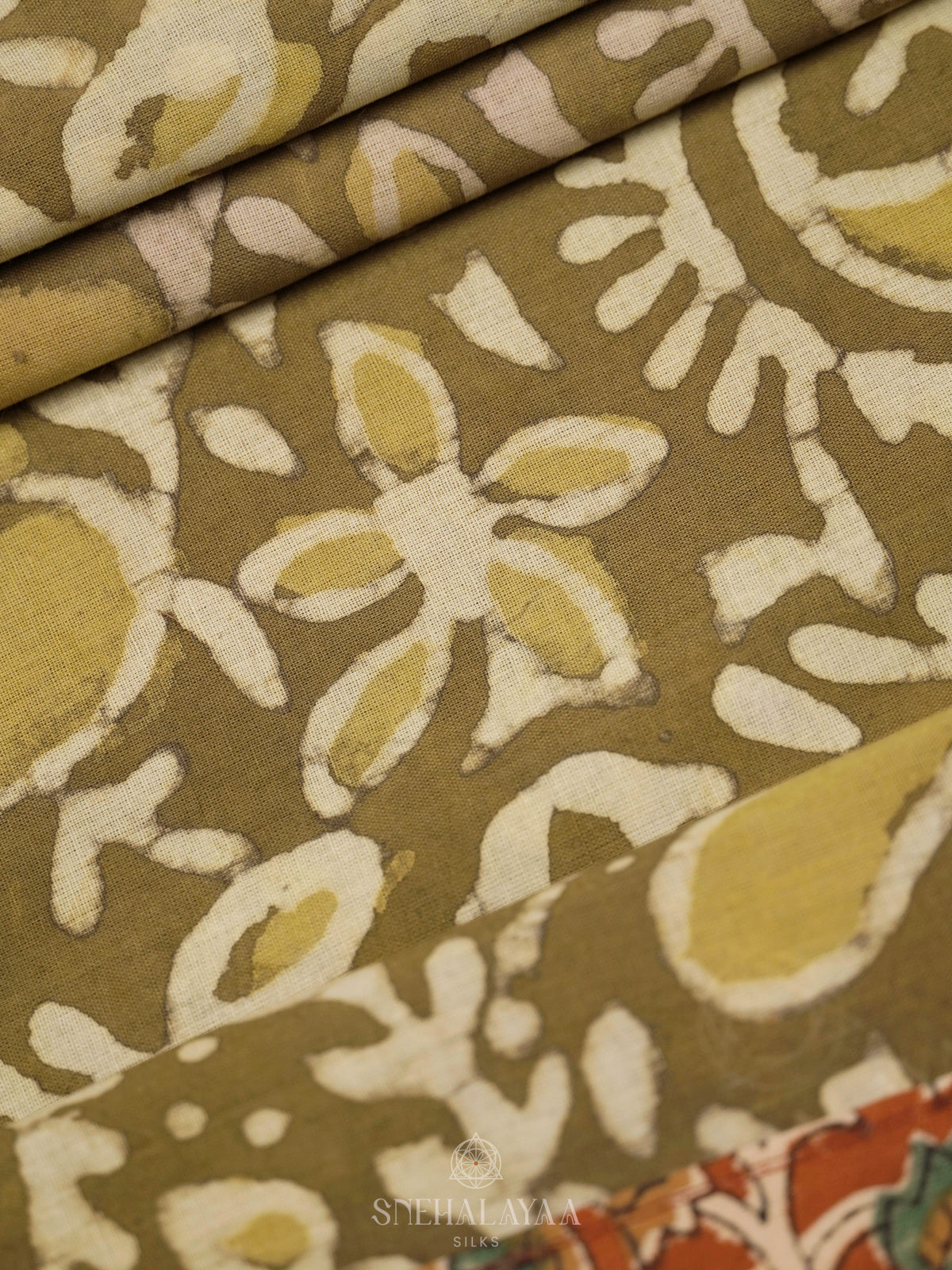 Olive Green Jaipur Cotton Saree