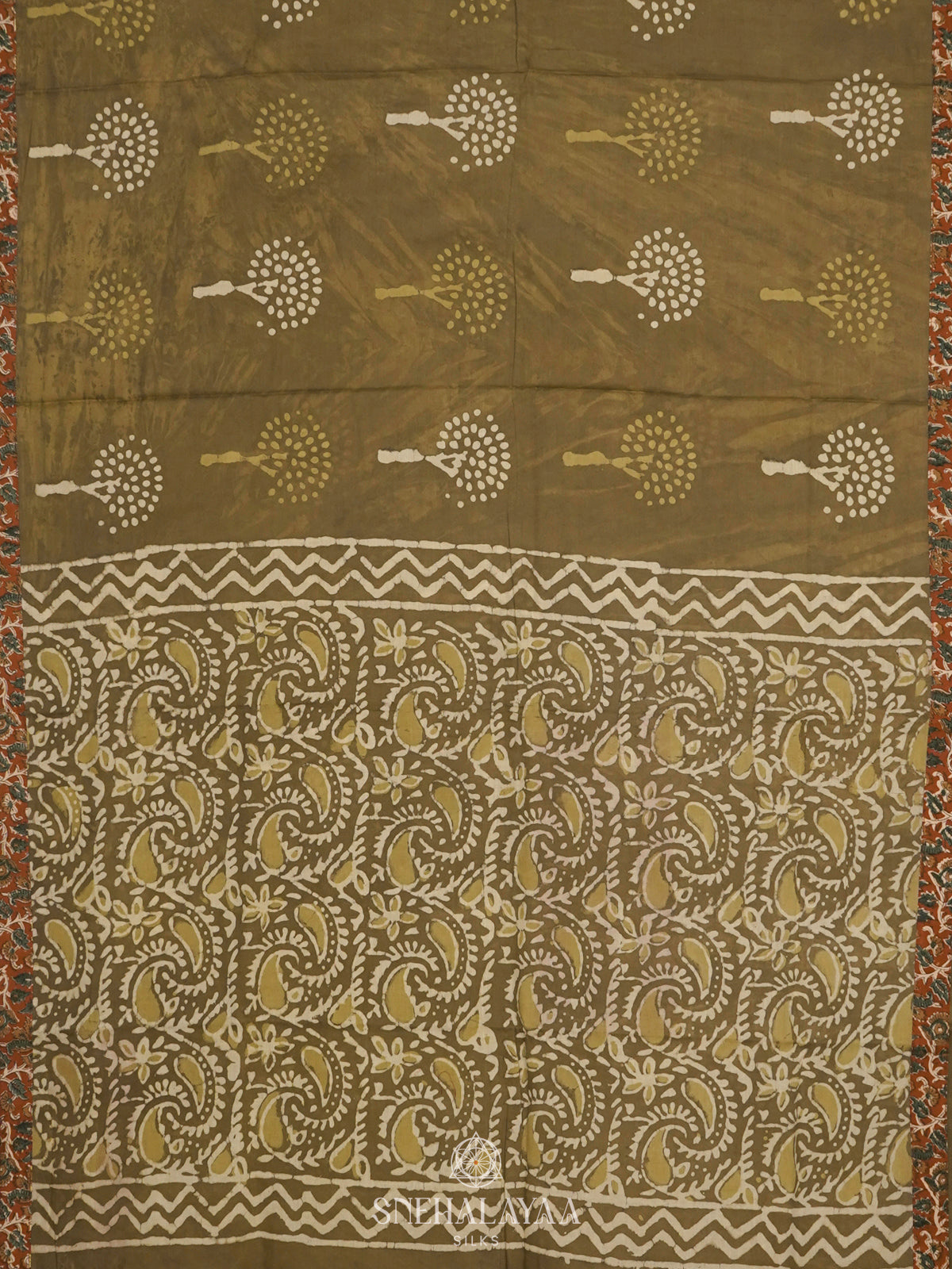 Olive Green Jaipur Cotton Saree
