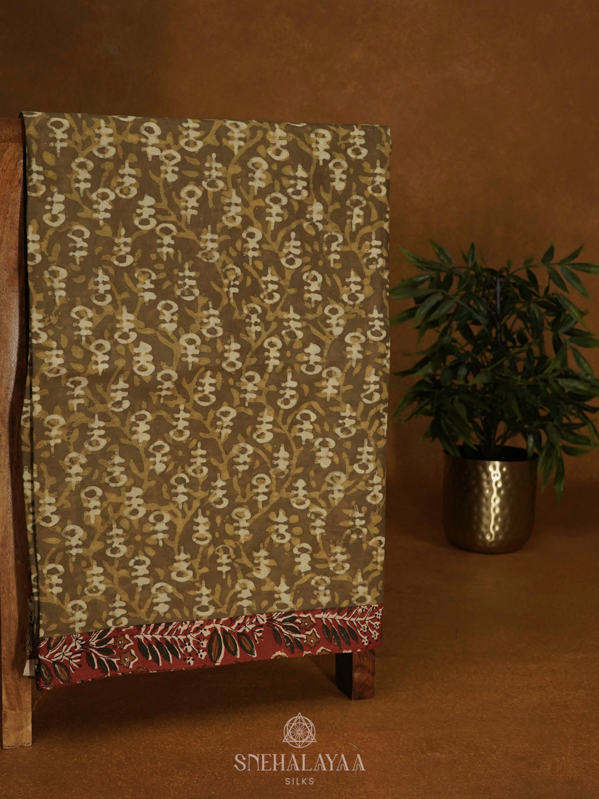 Olive Green Jaipur Cotton Saree