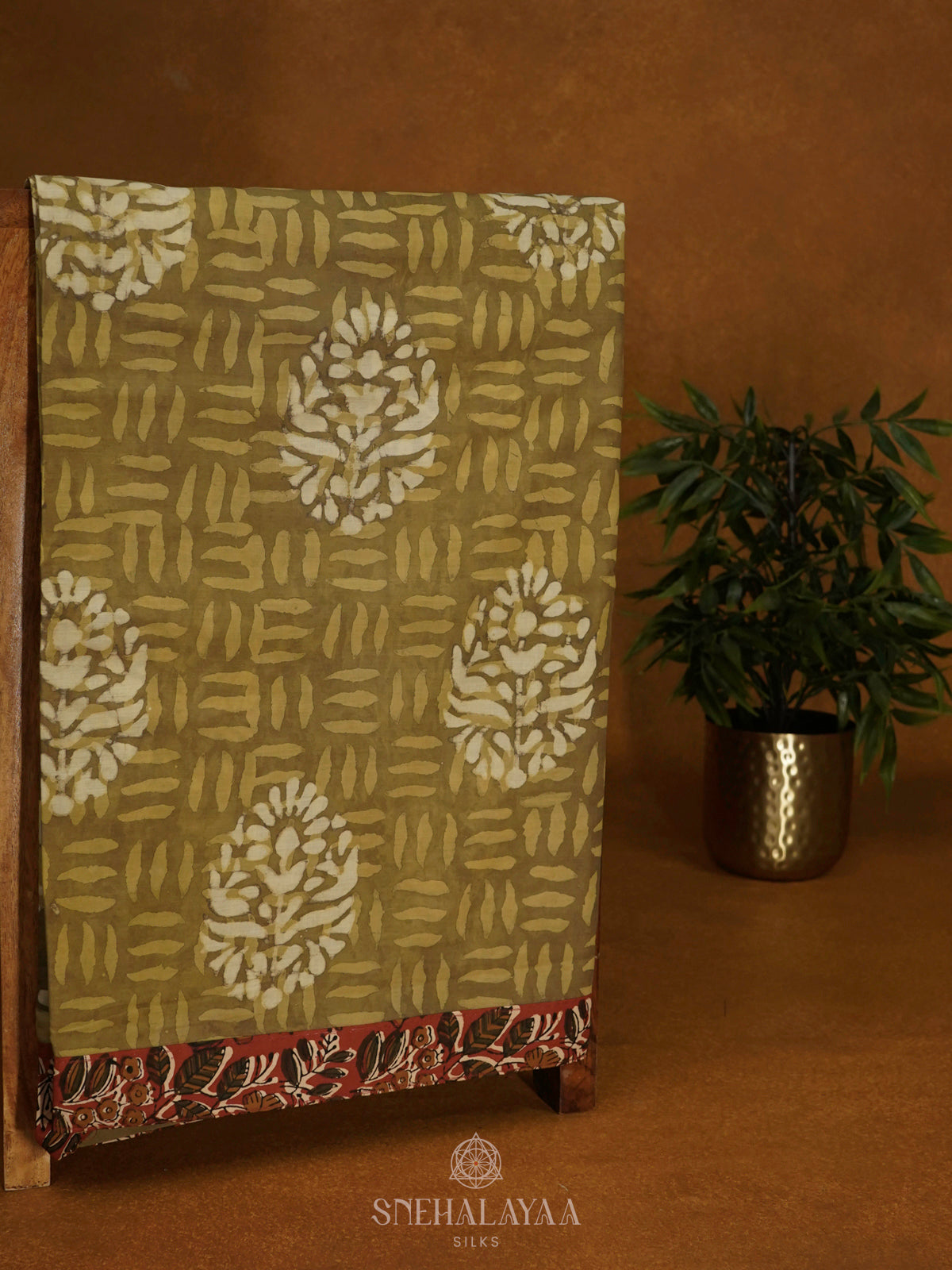 Olive Green Jaipur Cotton Saree
