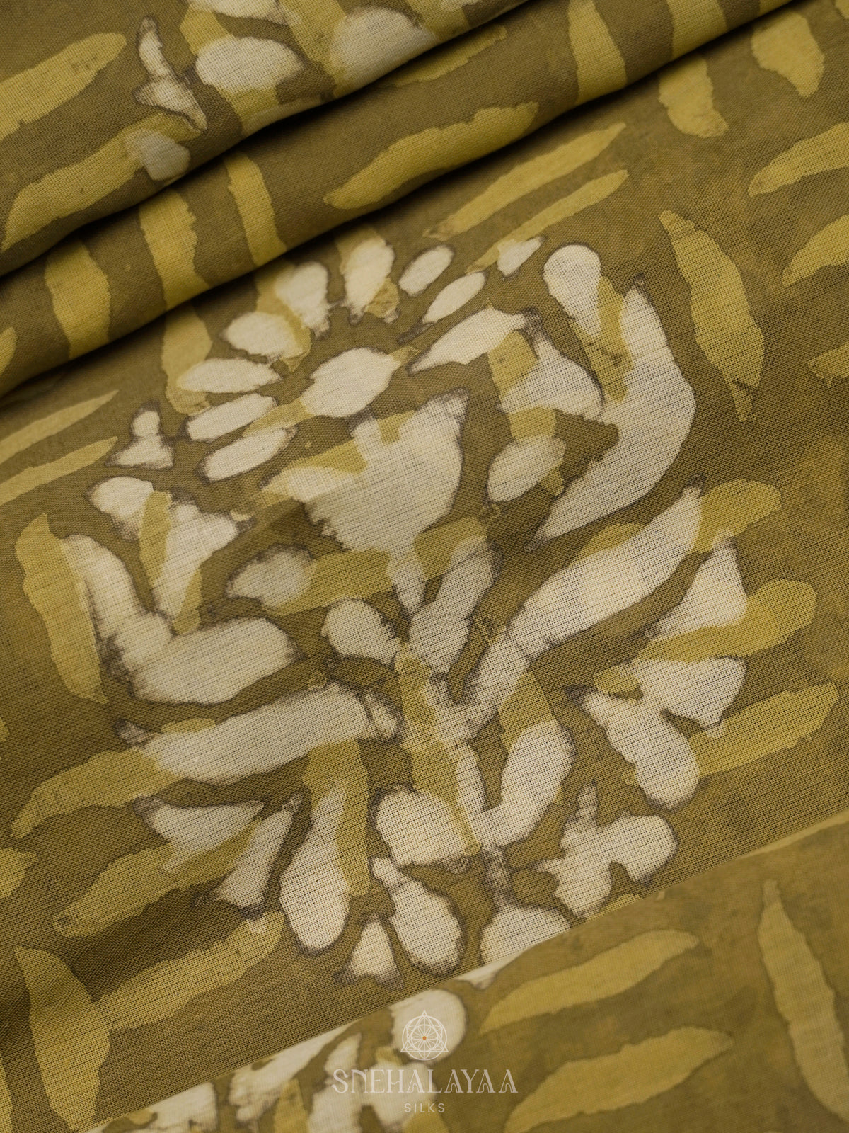 Olive Green Jaipur Cotton Saree