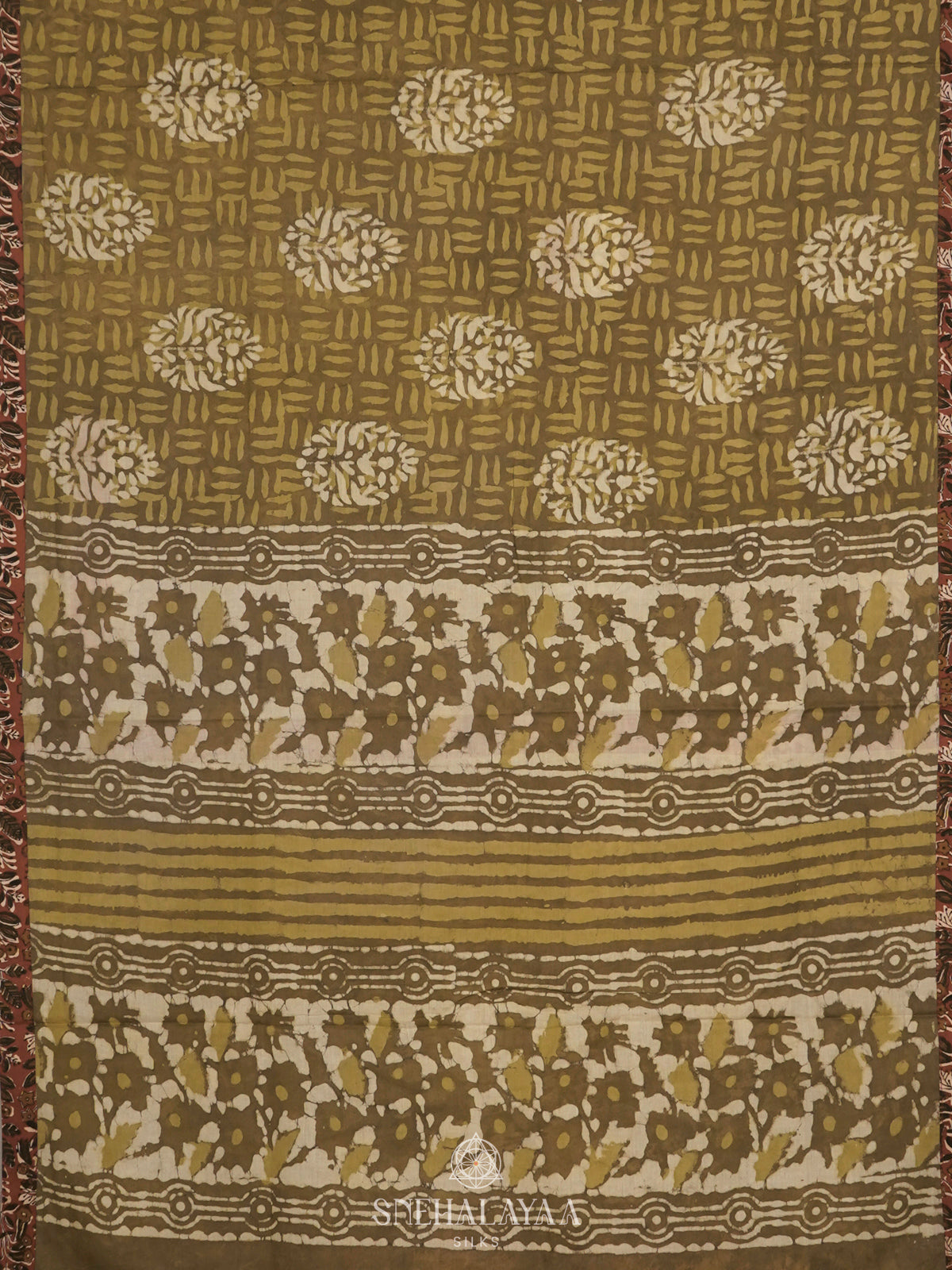 Olive Green Jaipur Cotton Saree