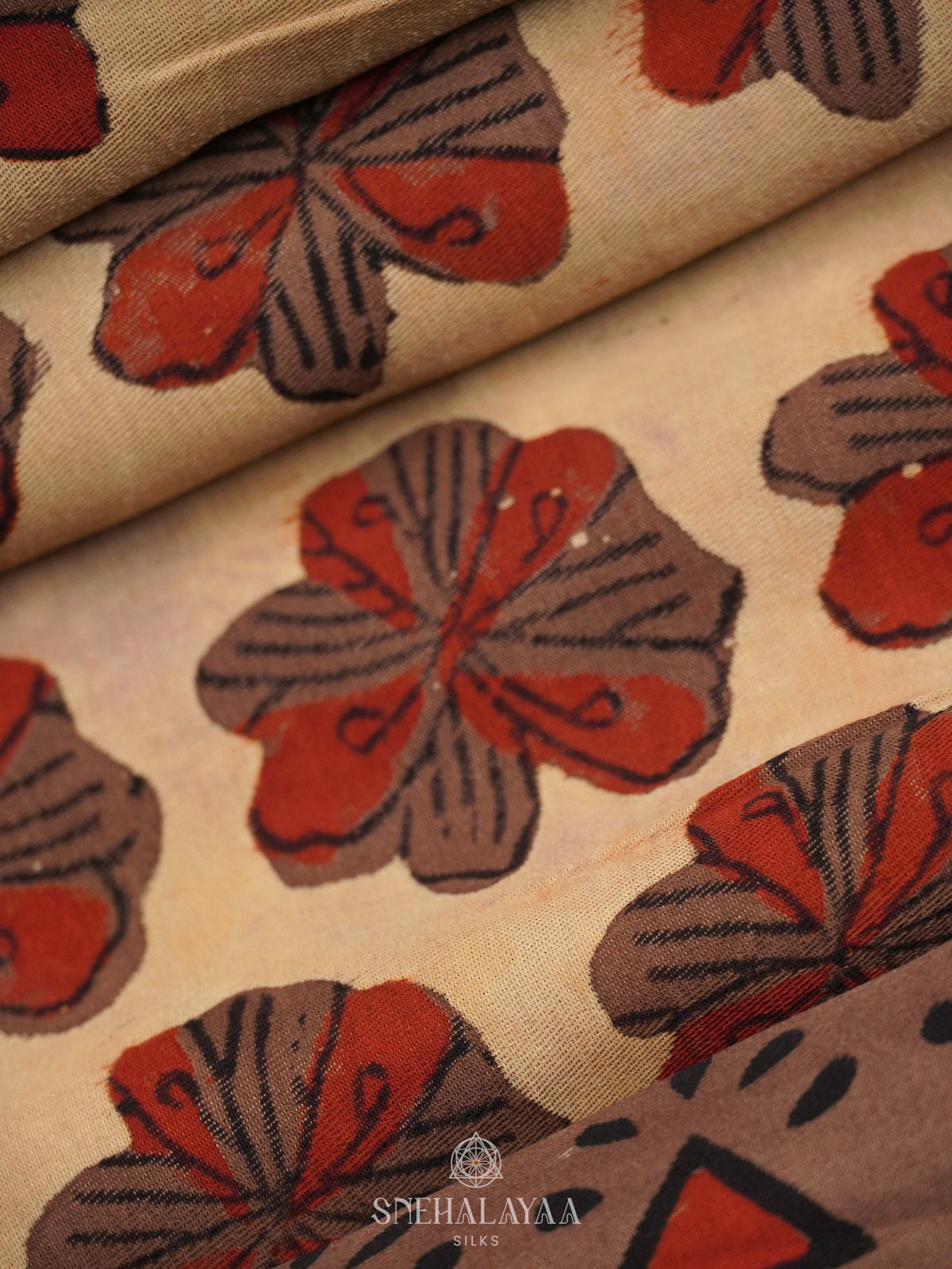 Cream Modal Silk Saree