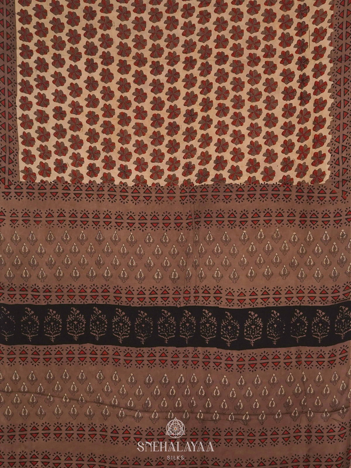 Cream Modal Silk Saree