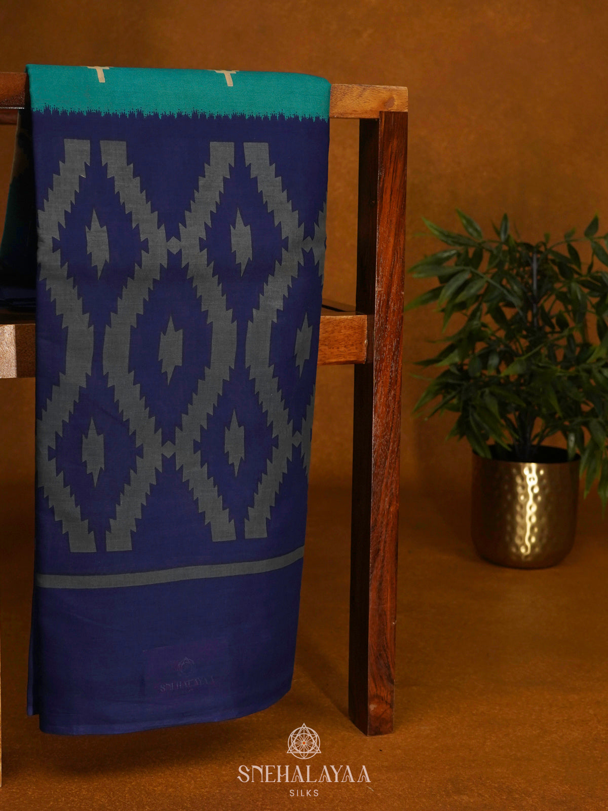Teal Blue Jaipur Cotton Saree