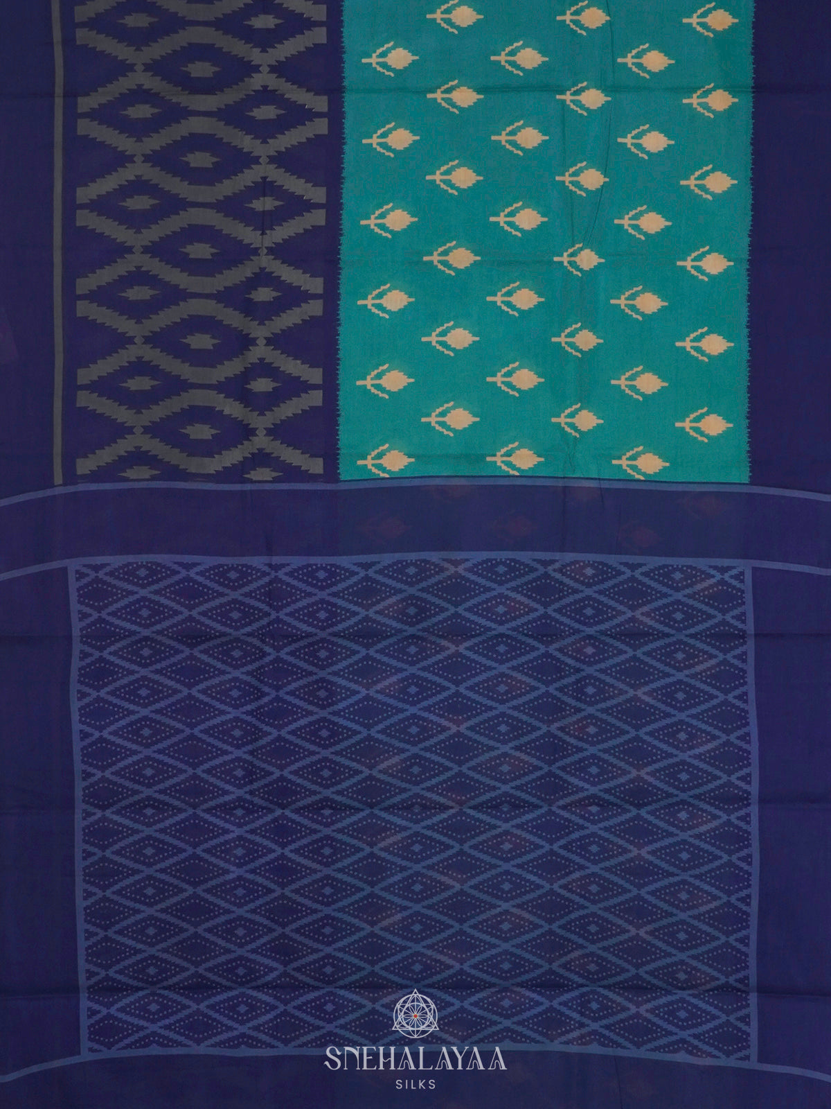 Teal Blue Jaipur Cotton Saree