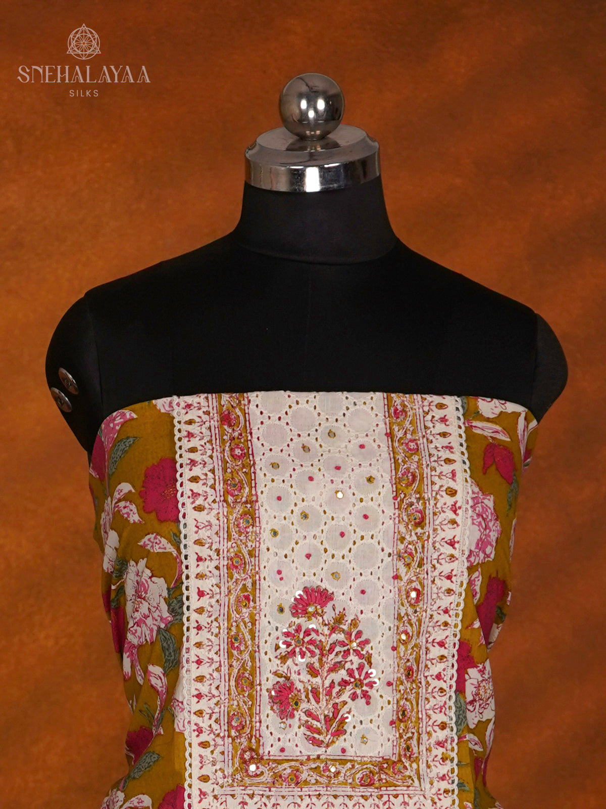 Olive Green Soft Cotton 3-Piece Salwar Suit Material