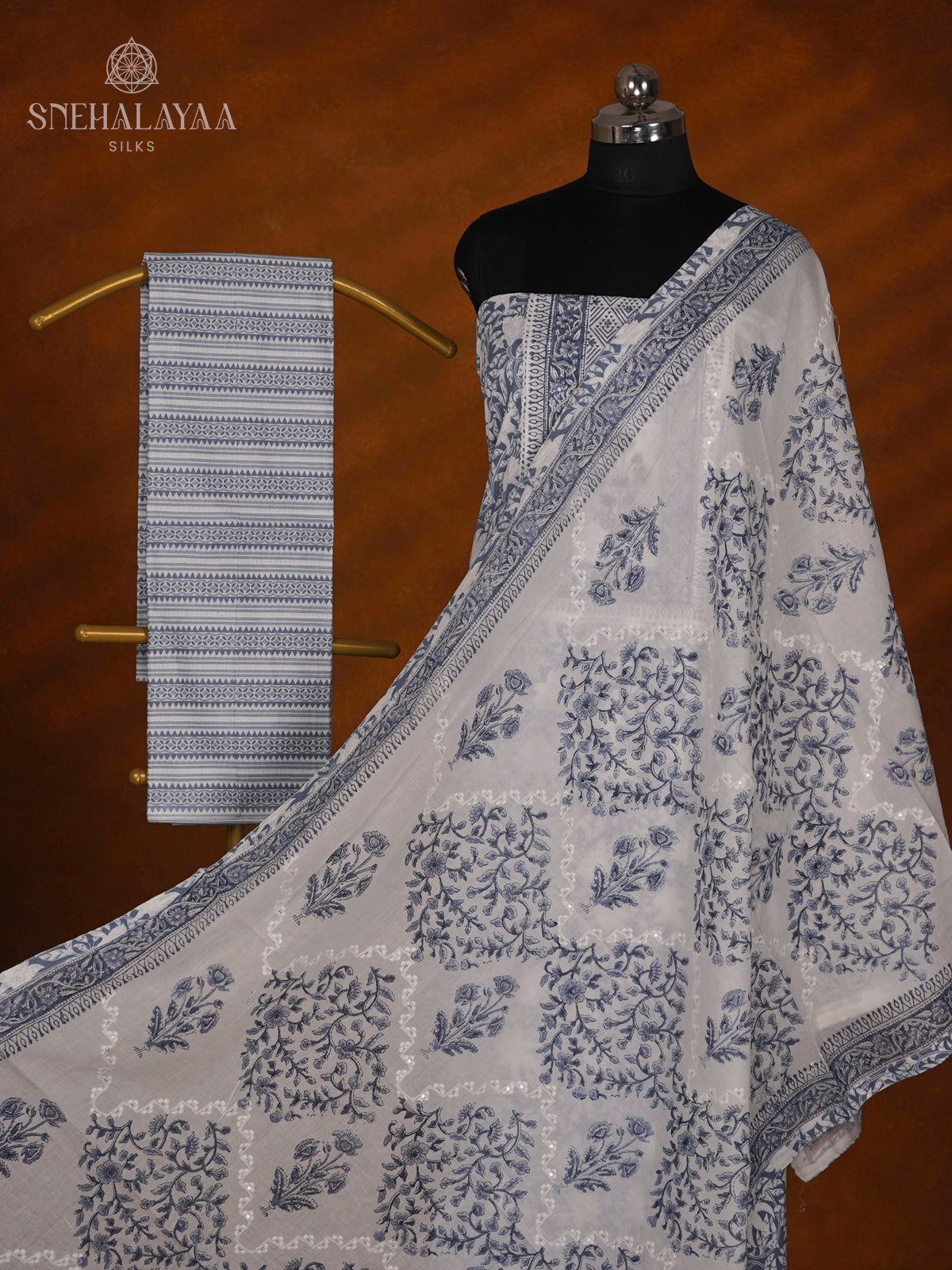 Grey Soft Cotton 3-Piece Salwar Suit Material