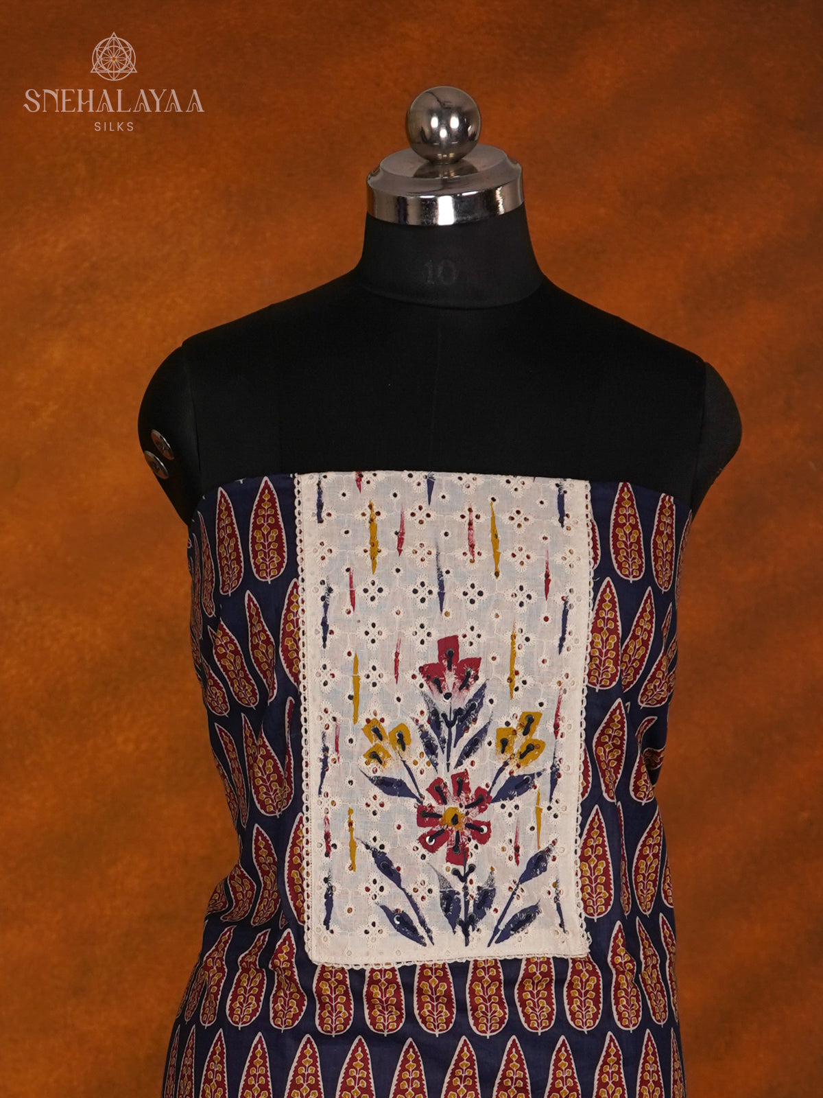 Navy Blue Soft Cotton 3-Piece Salwar Suit Material