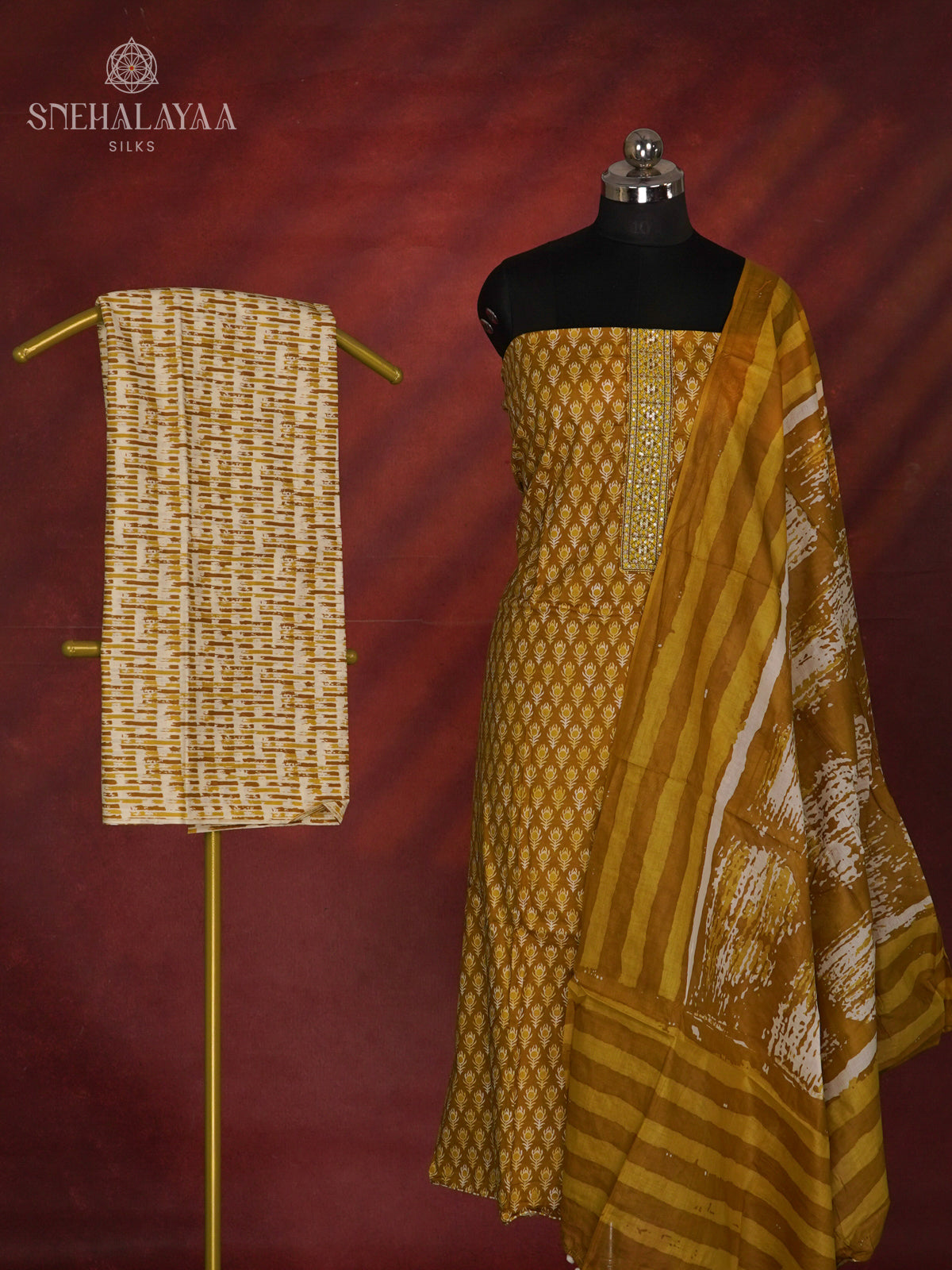 Maustard Yellow Soft Cotton 3-Piece Salwar Suit Material