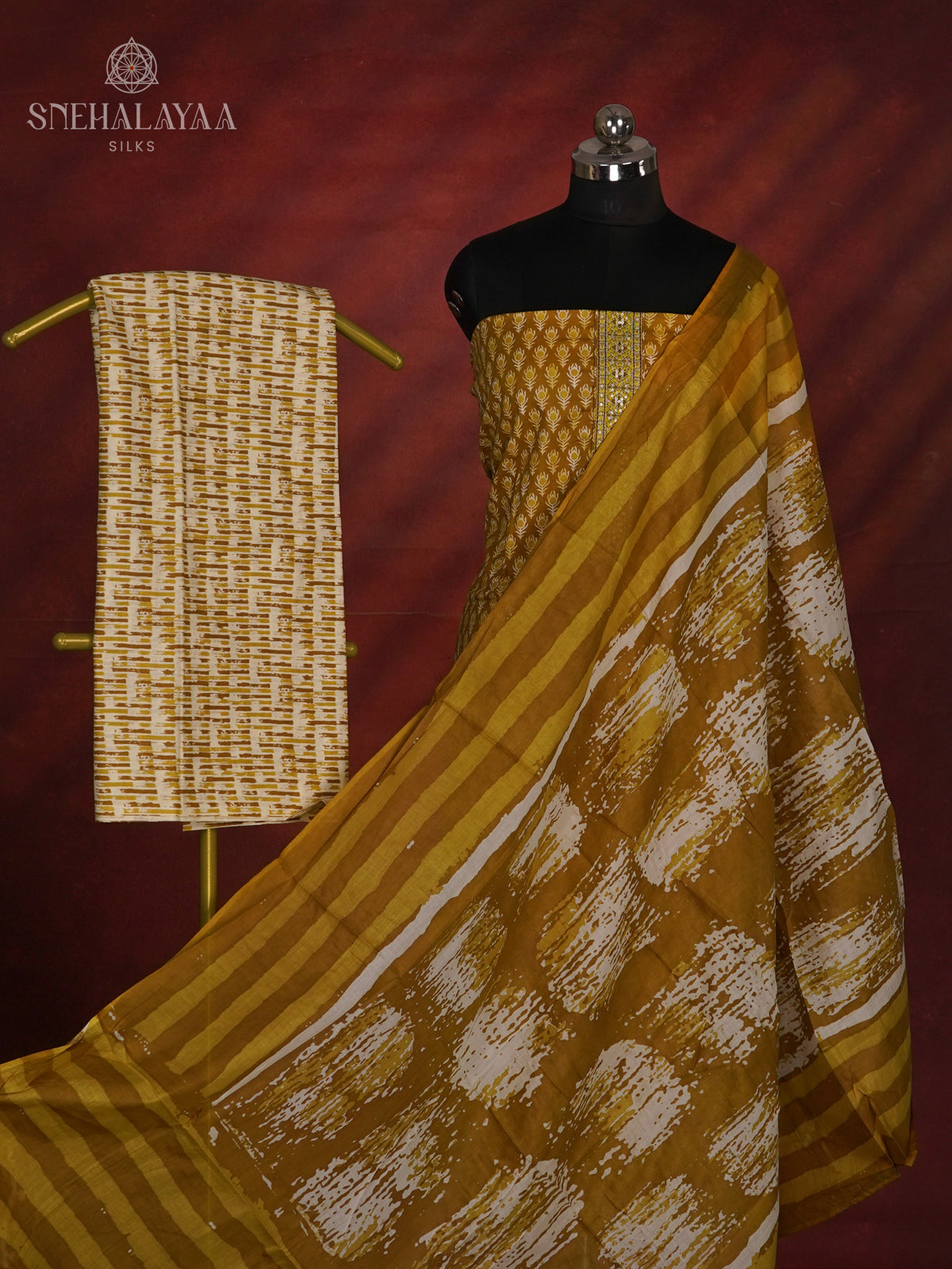 Maustard Yellow Soft Cotton 3-Piece Salwar Suit Material