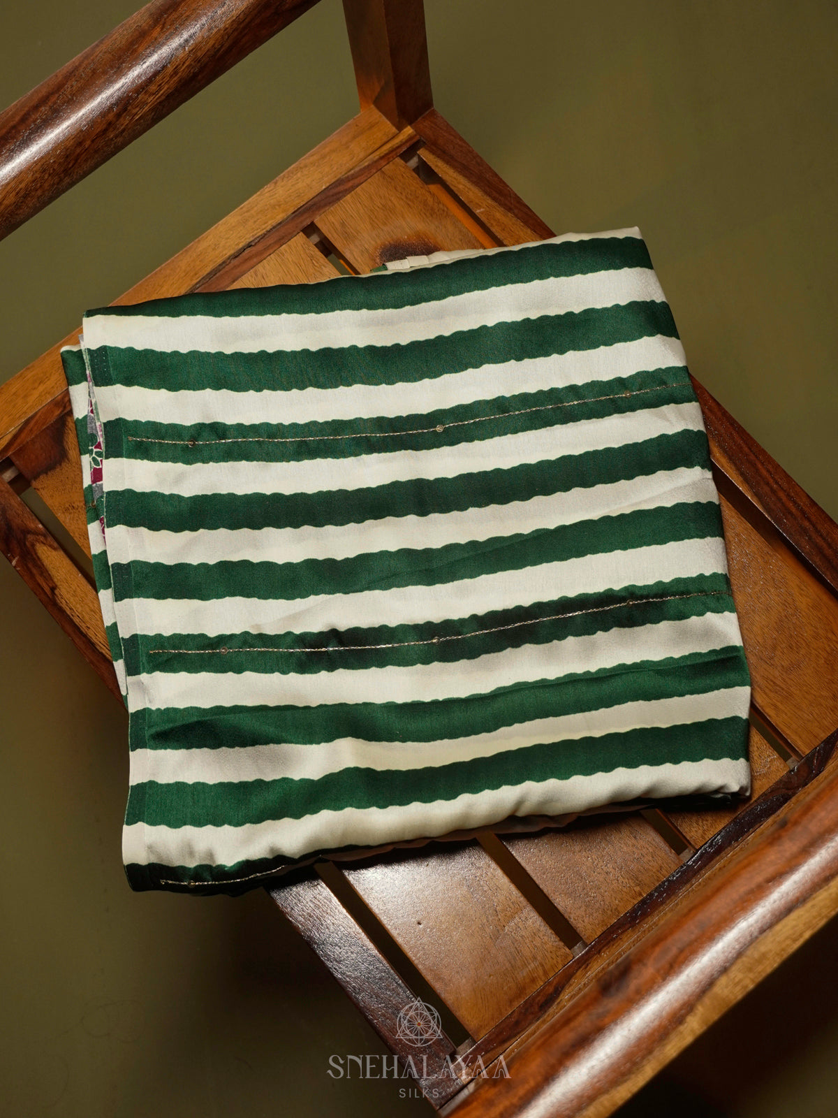 Forest Green Satin Saree