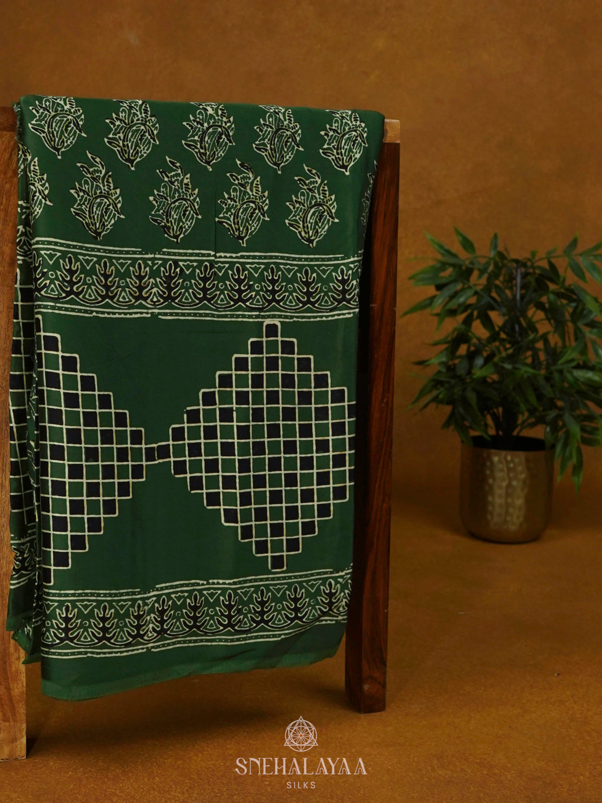 Forest Green Modal Silk Saree
