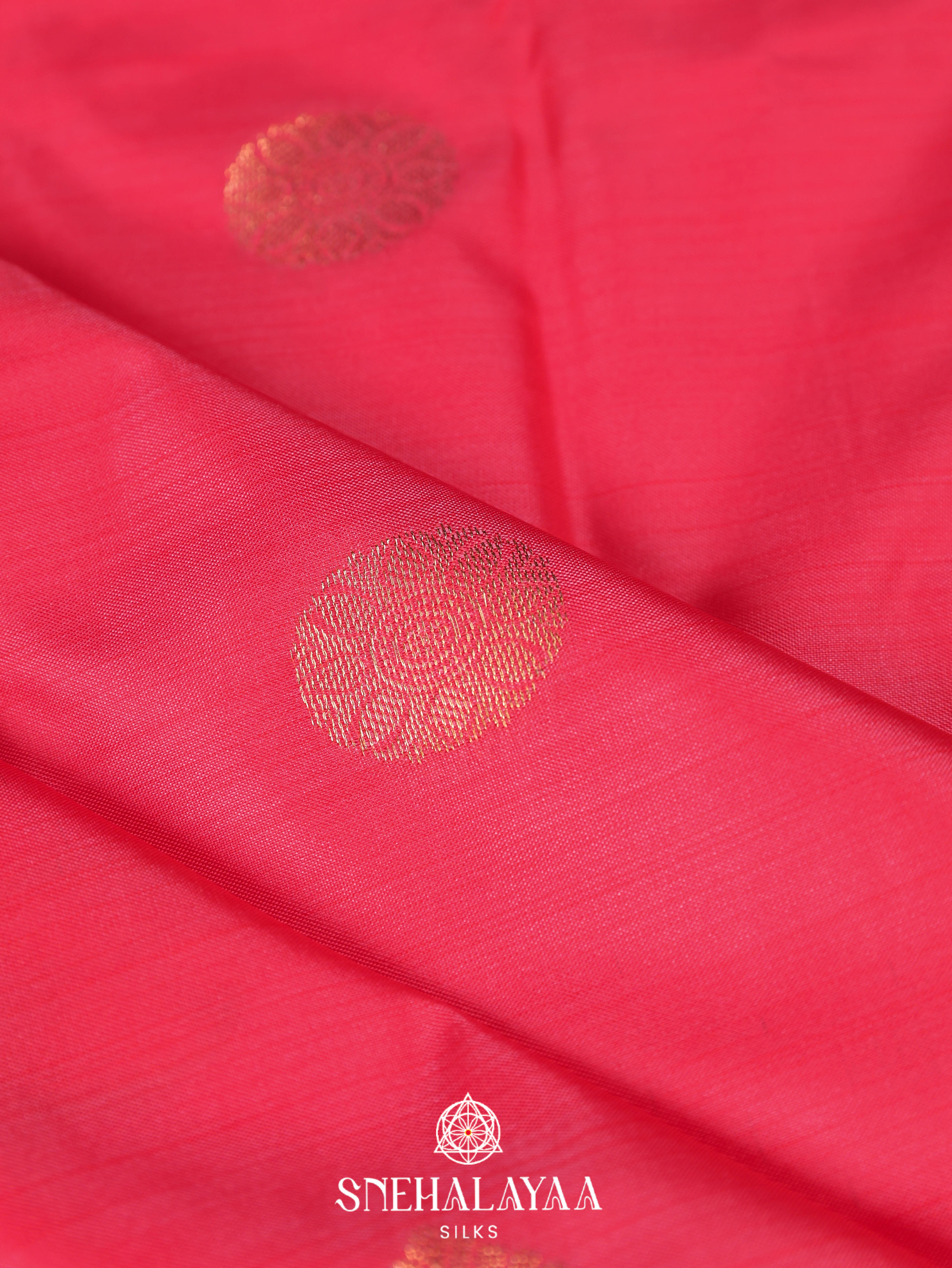 Coral Pink Art Silk Saree