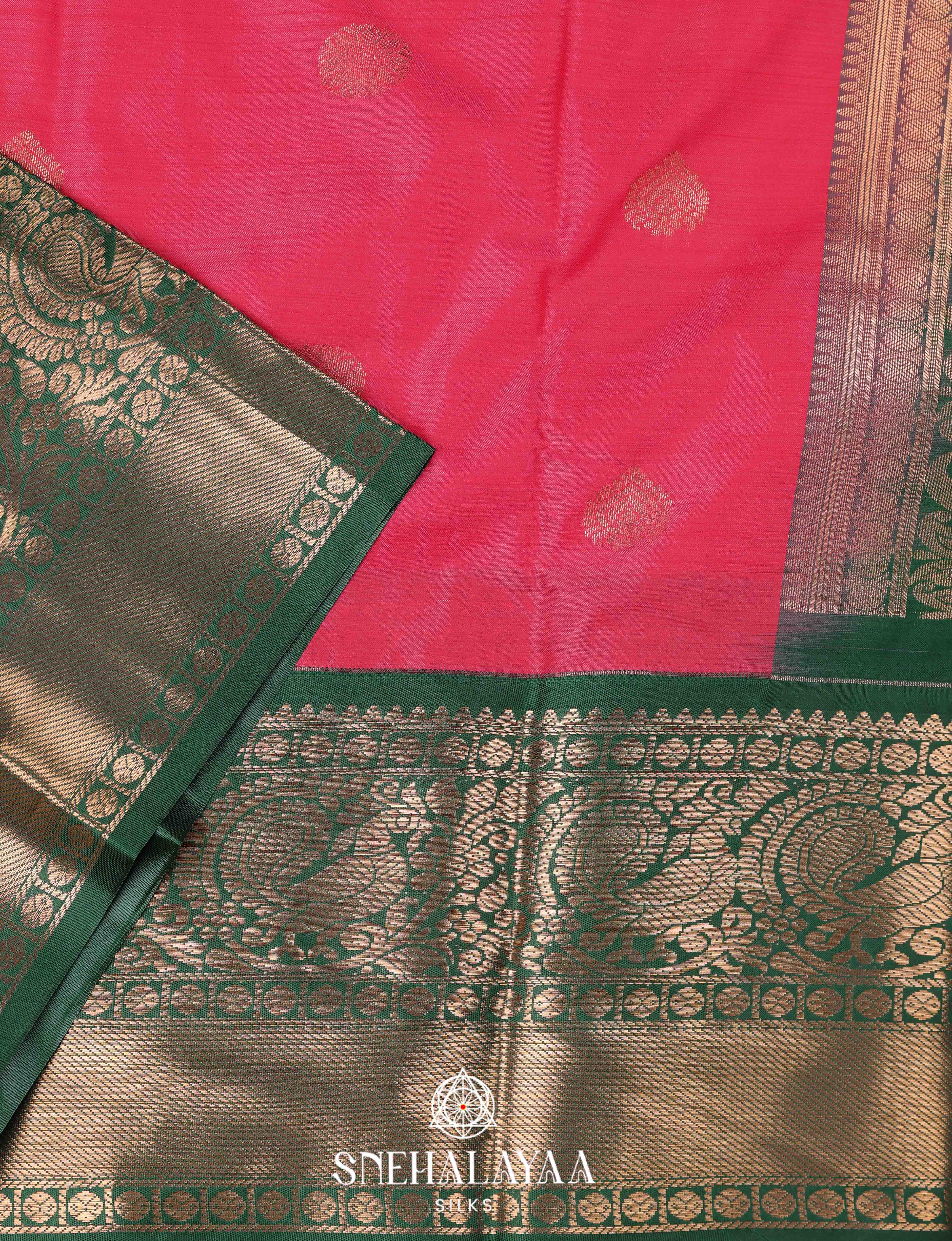 Coral Pink Art Silk Saree