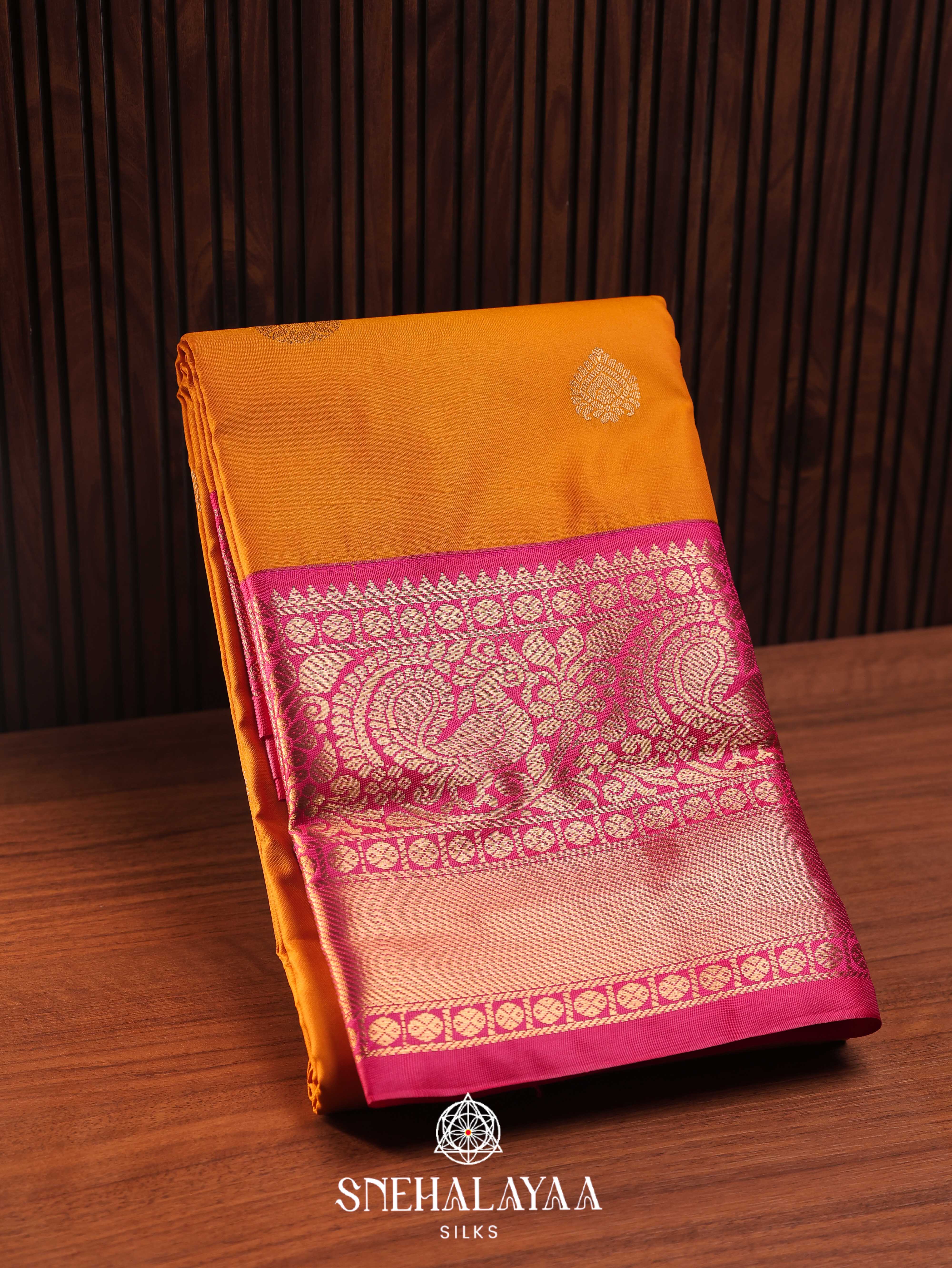 Mango Yellow Art Silk Saree