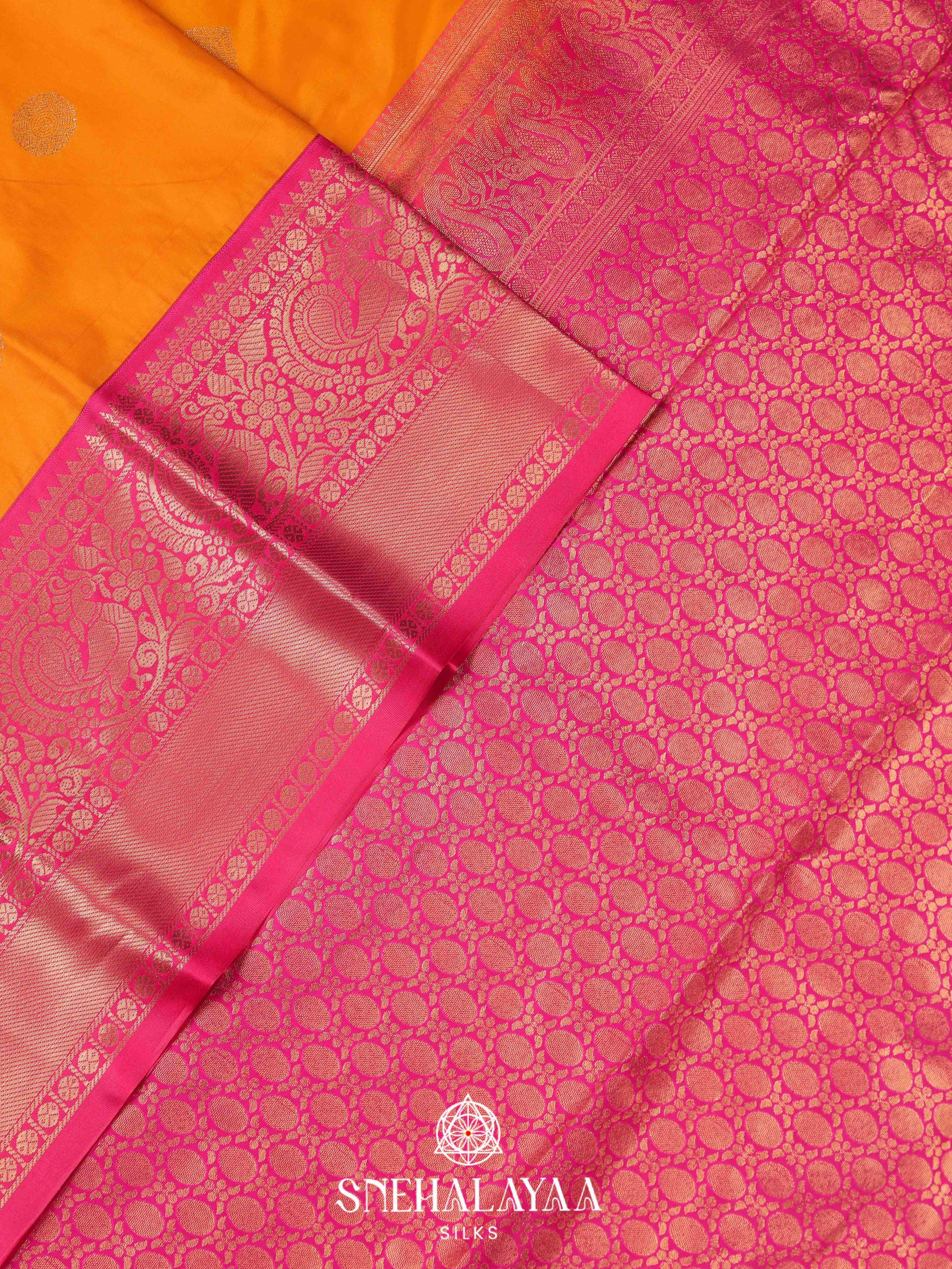 Mango Yellow Art Silk Saree