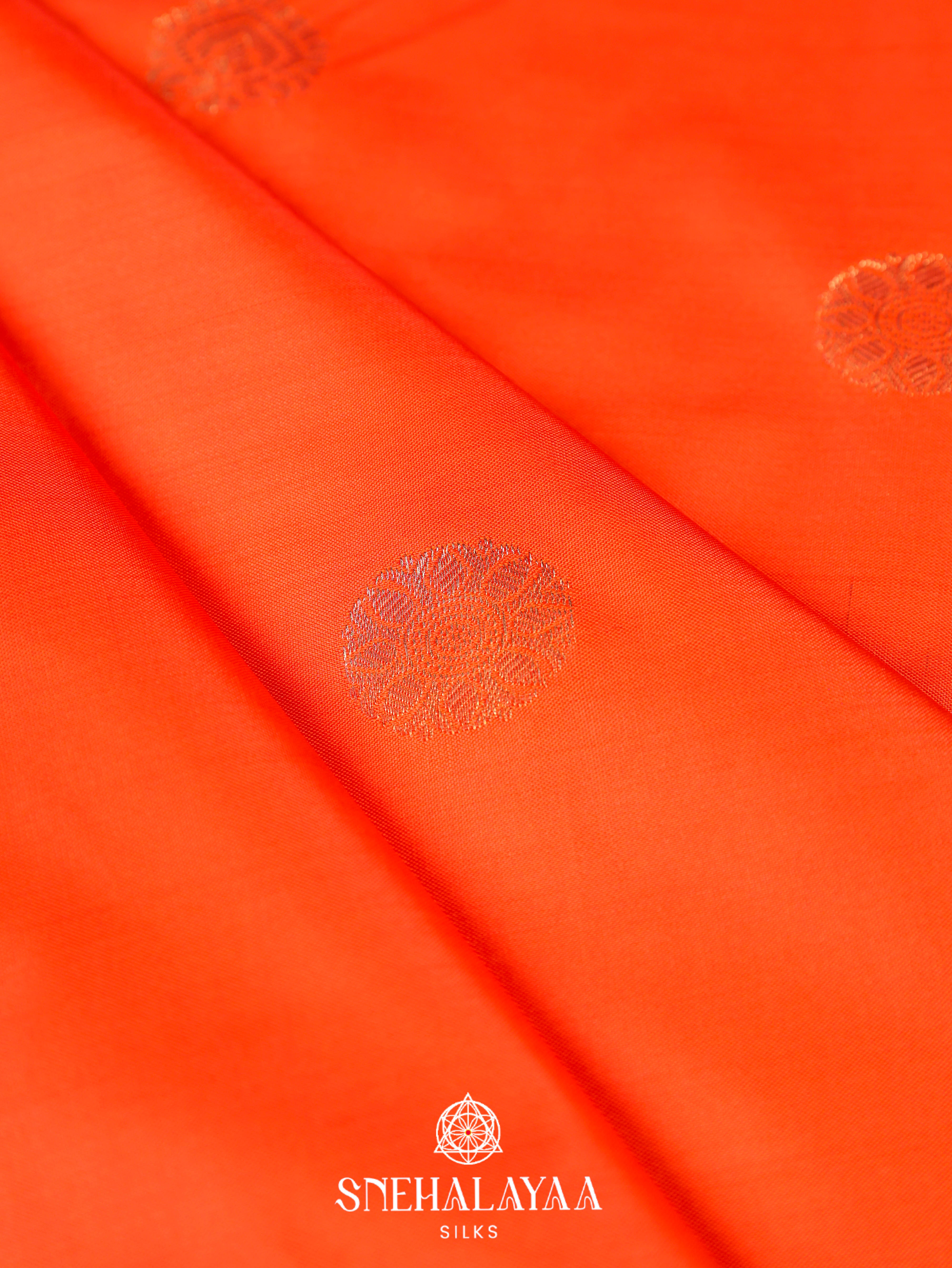 Rust Orange Art Silk Saree