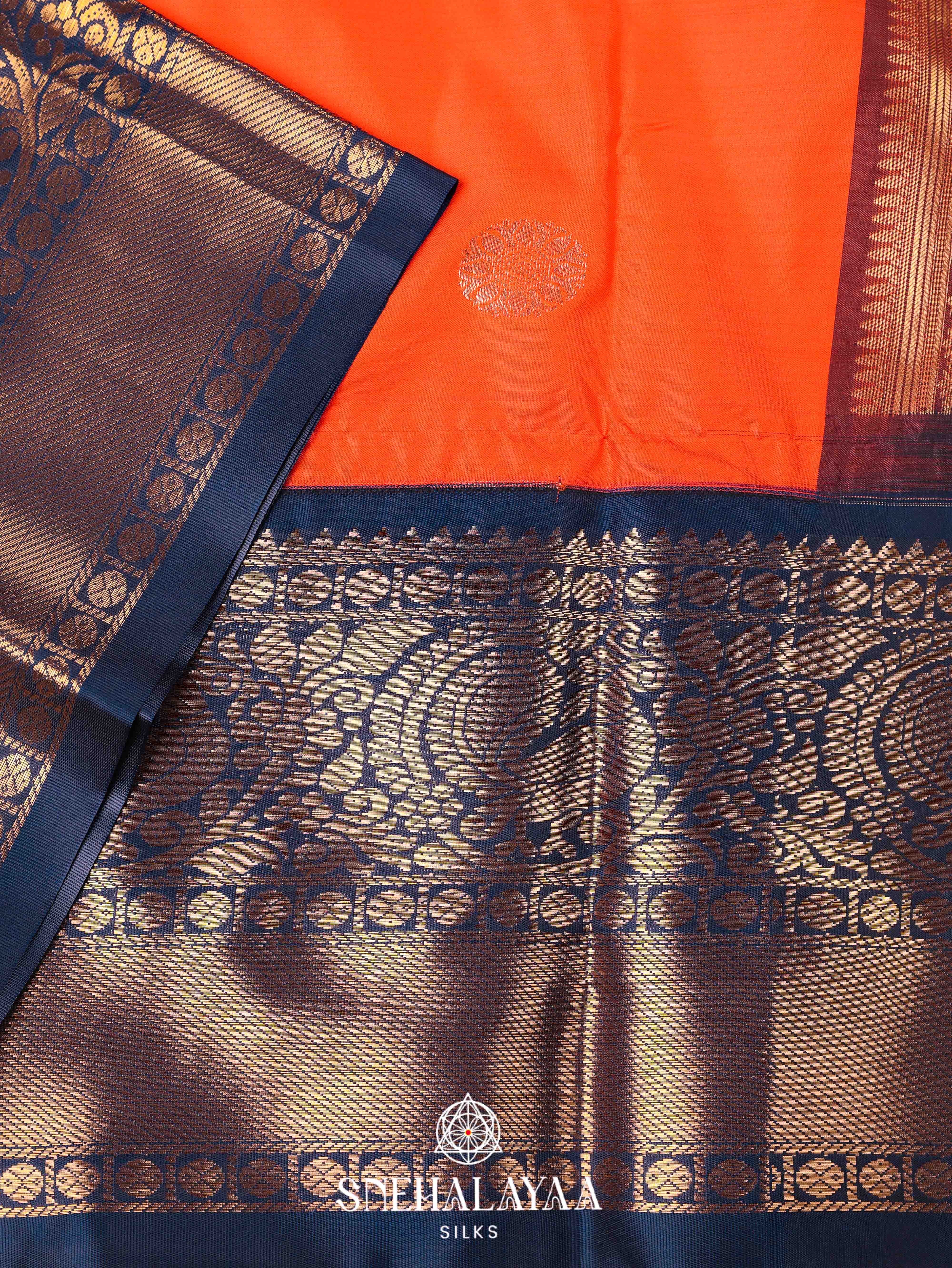 Rust Orange Art Silk Saree