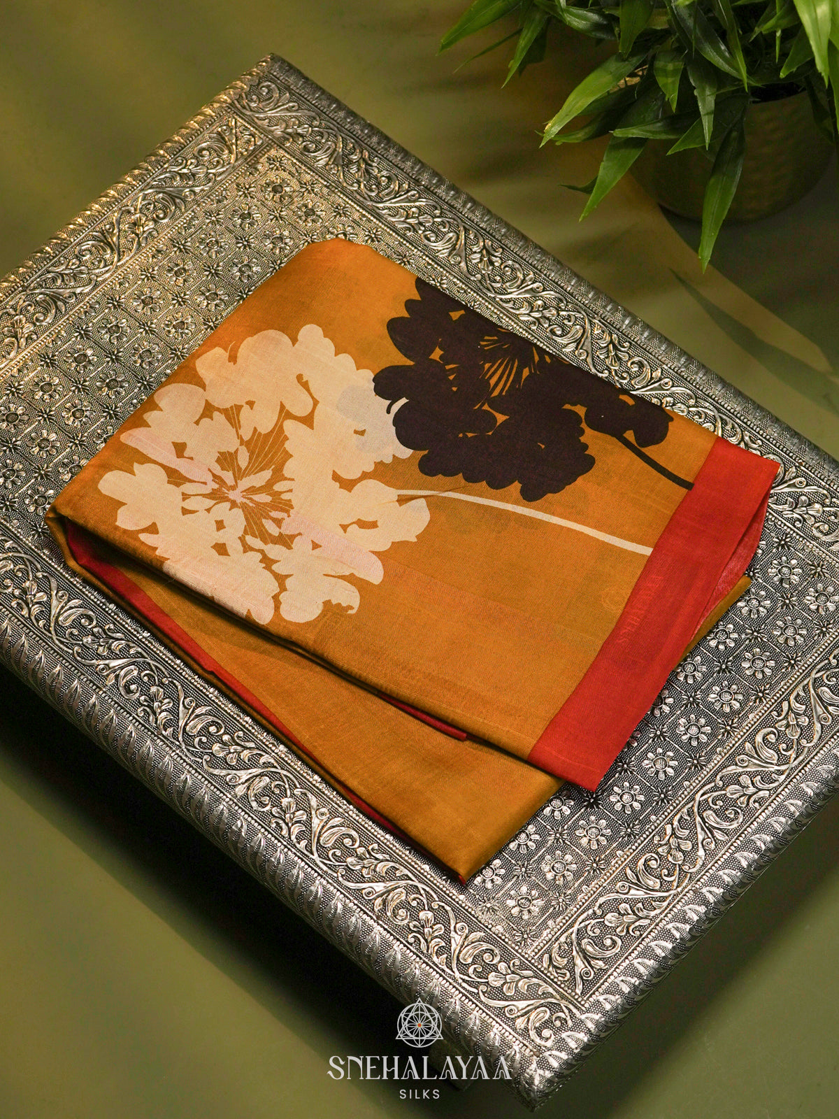 Mustard Yellow Tussar Saree