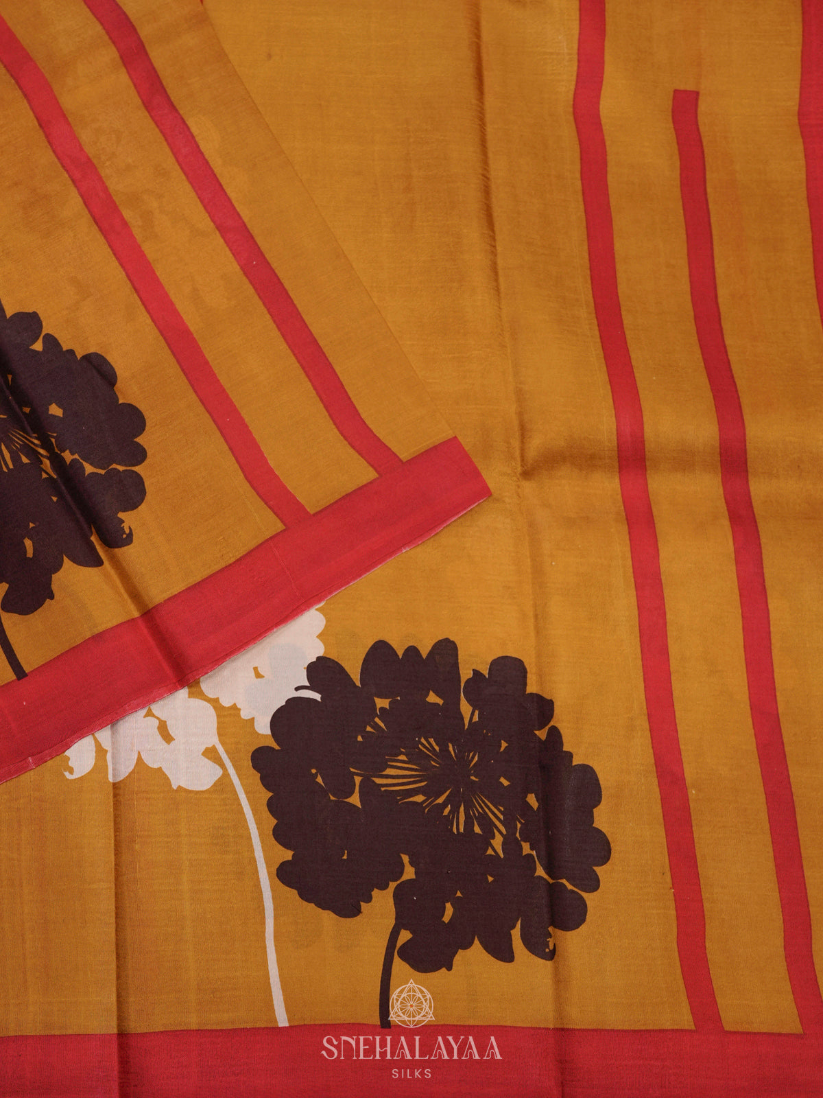 Mustard Yellow Tussar Saree