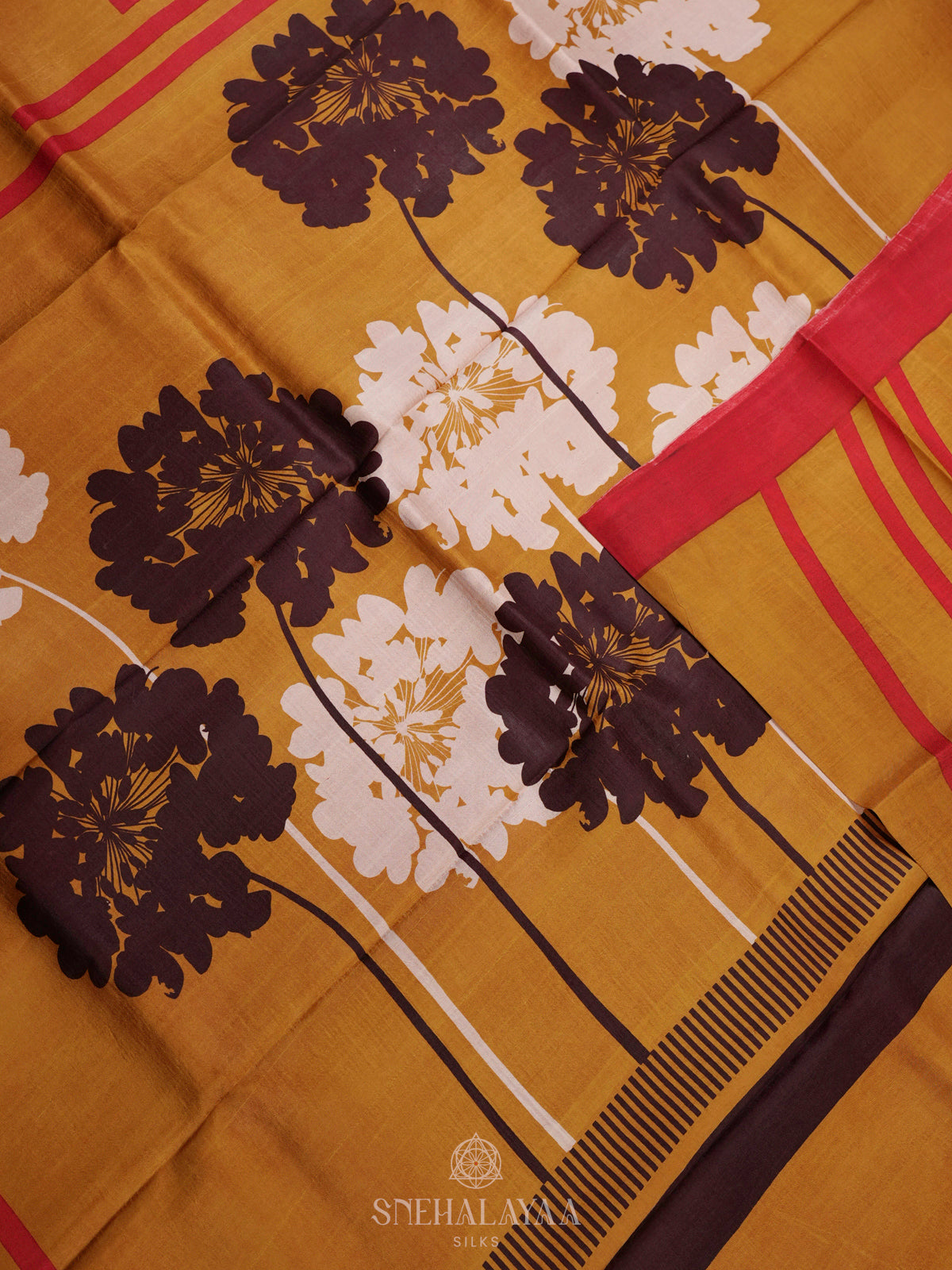 Mustard Yellow Tussar Saree
