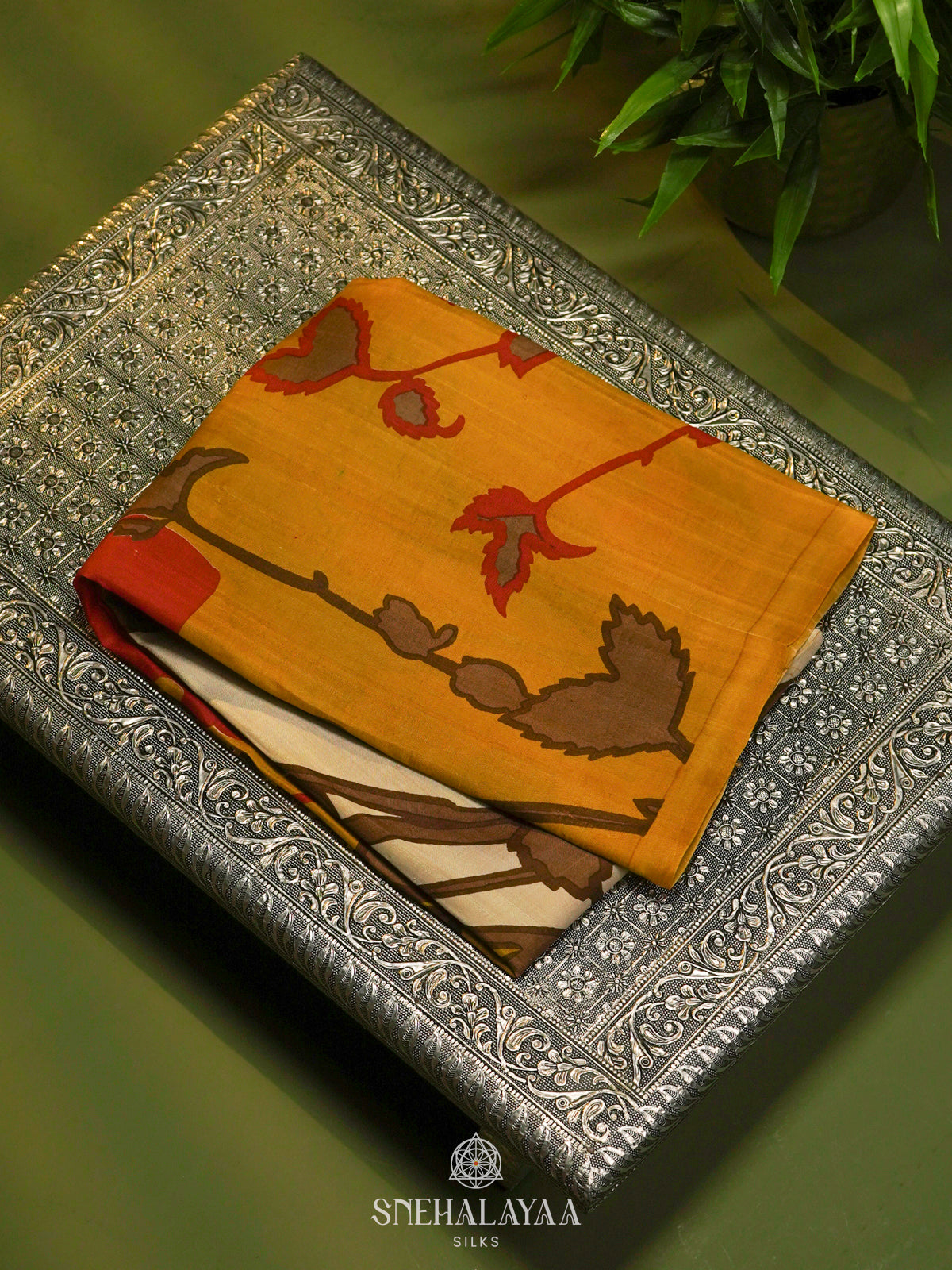 Mango Yellow Tussar Saree