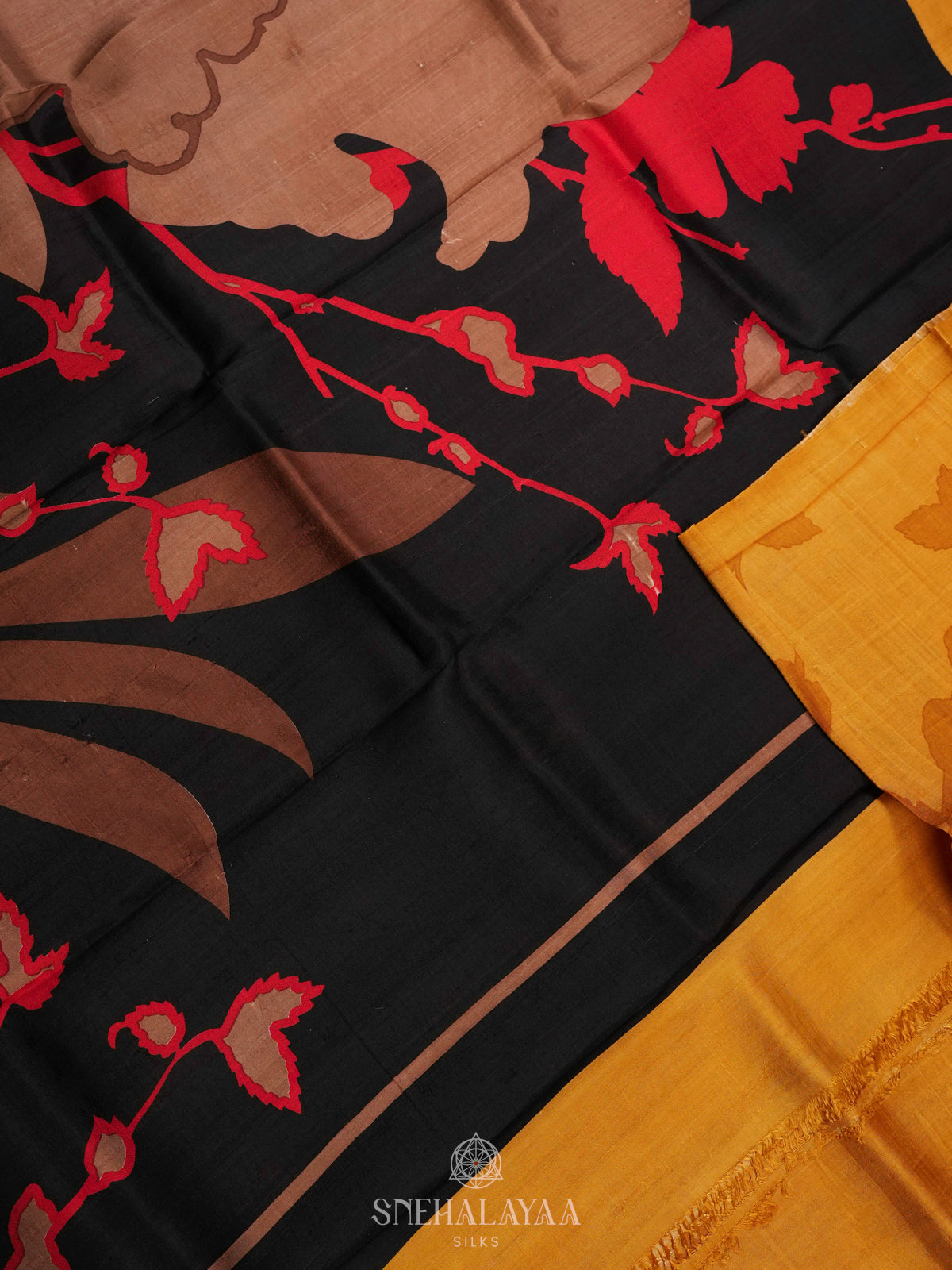 Mango Yellow Tussar Saree