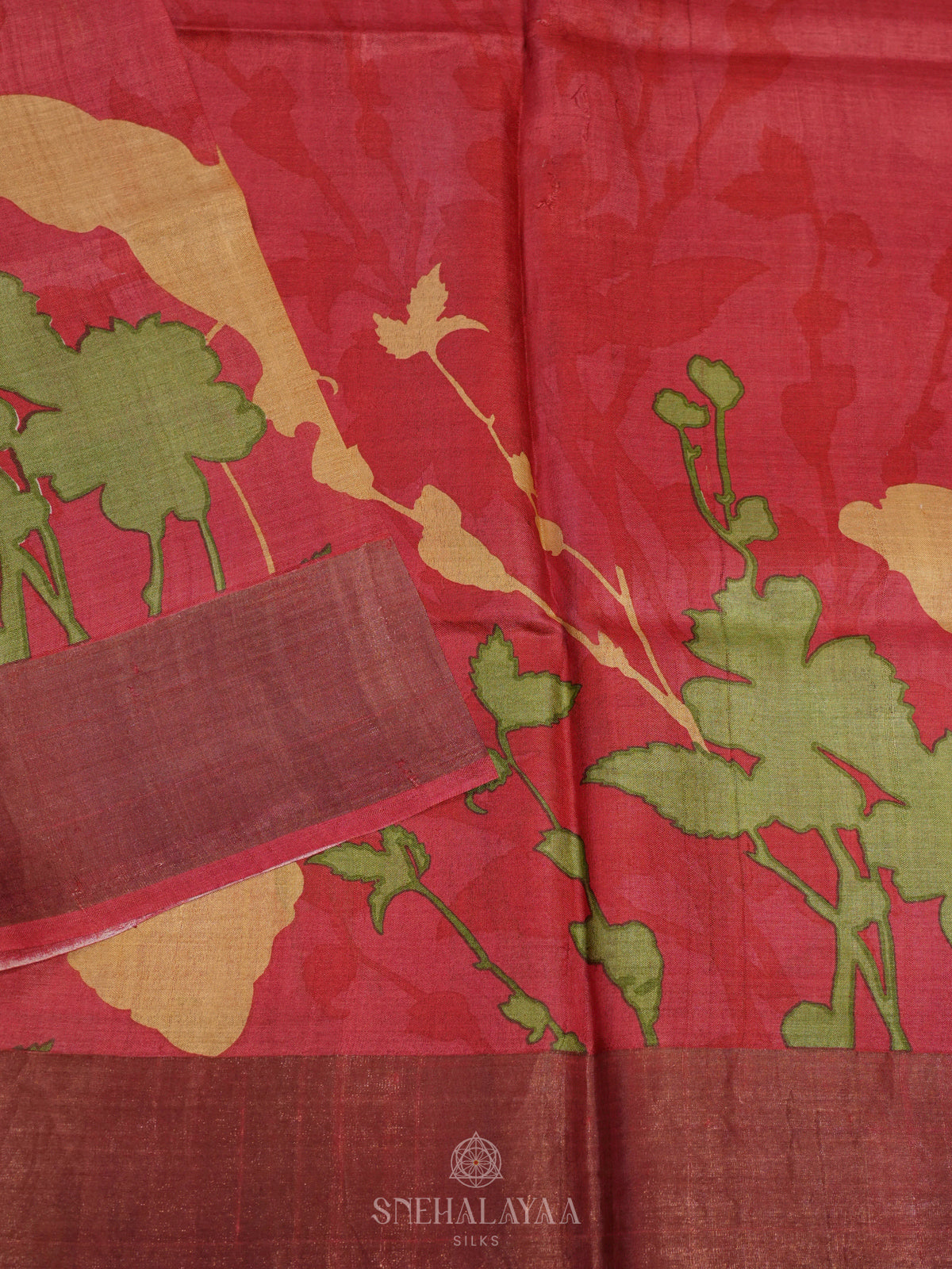 Red Tussar Saree