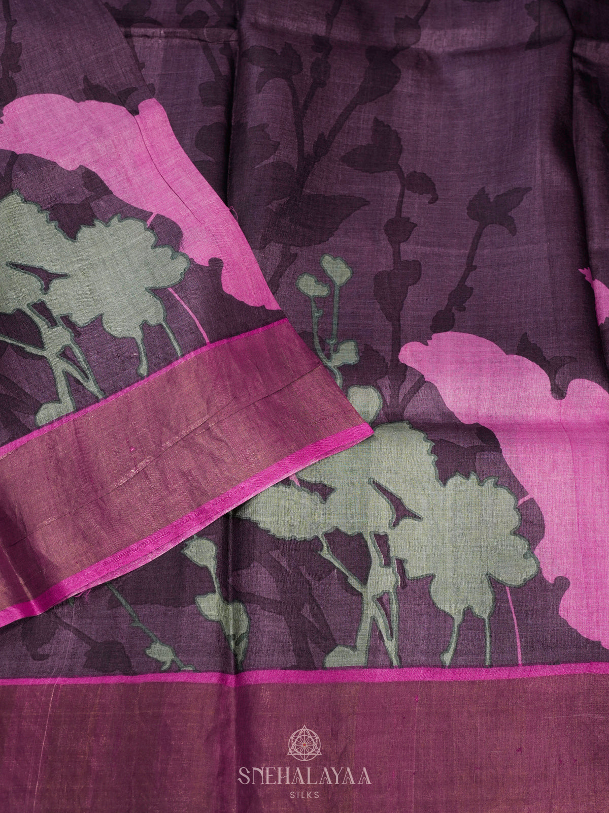 Plum Tussar Saree