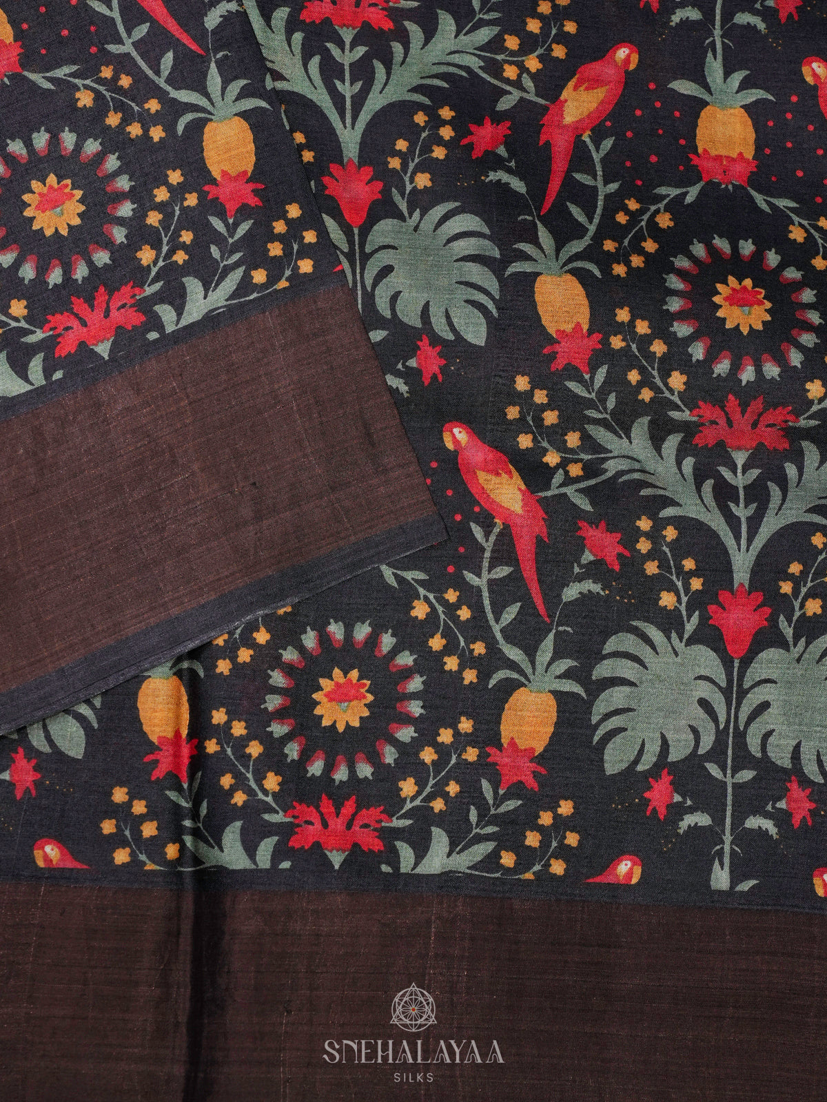 Black Tussar Saree