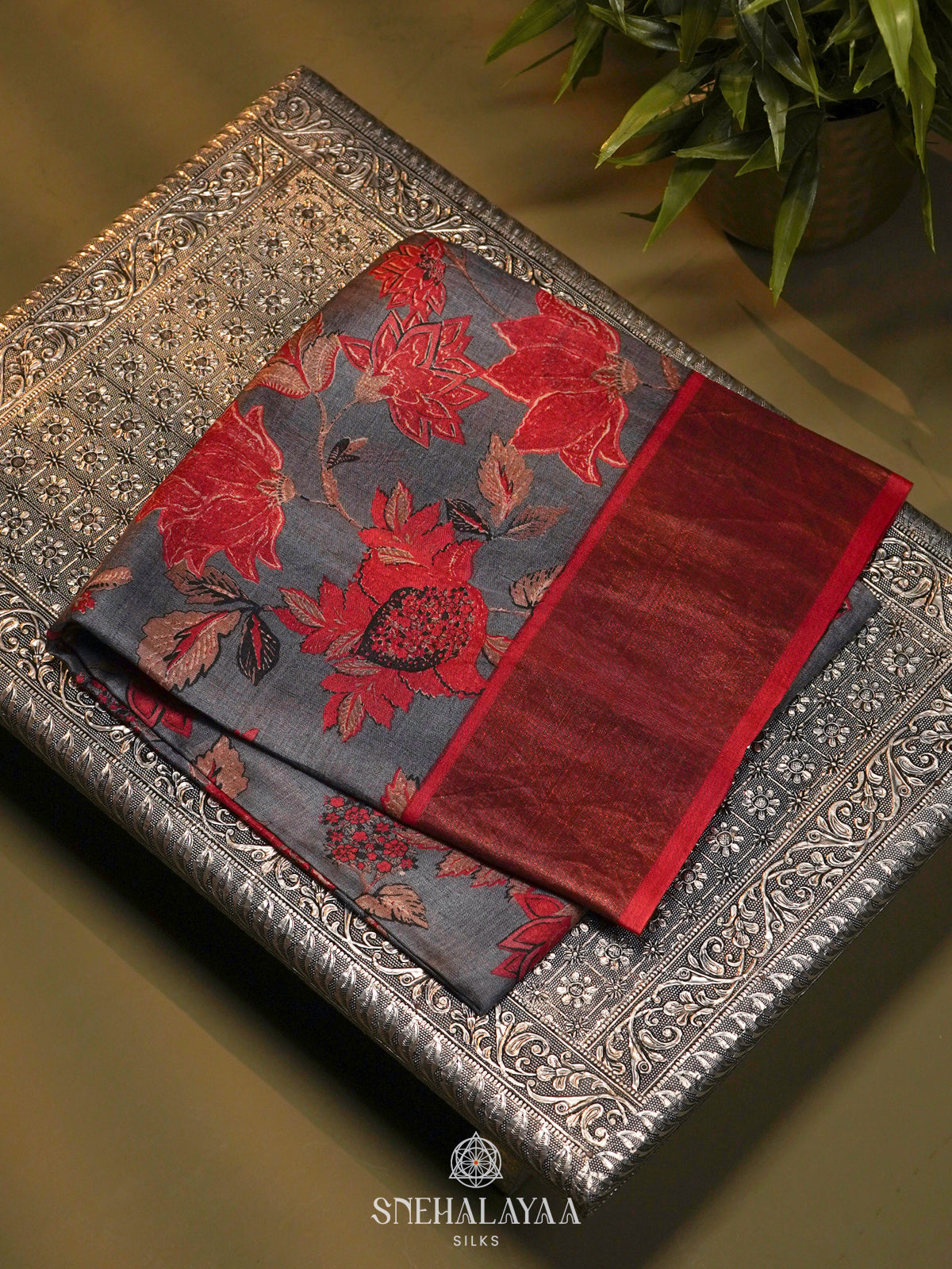 Grey Tussar Saree
