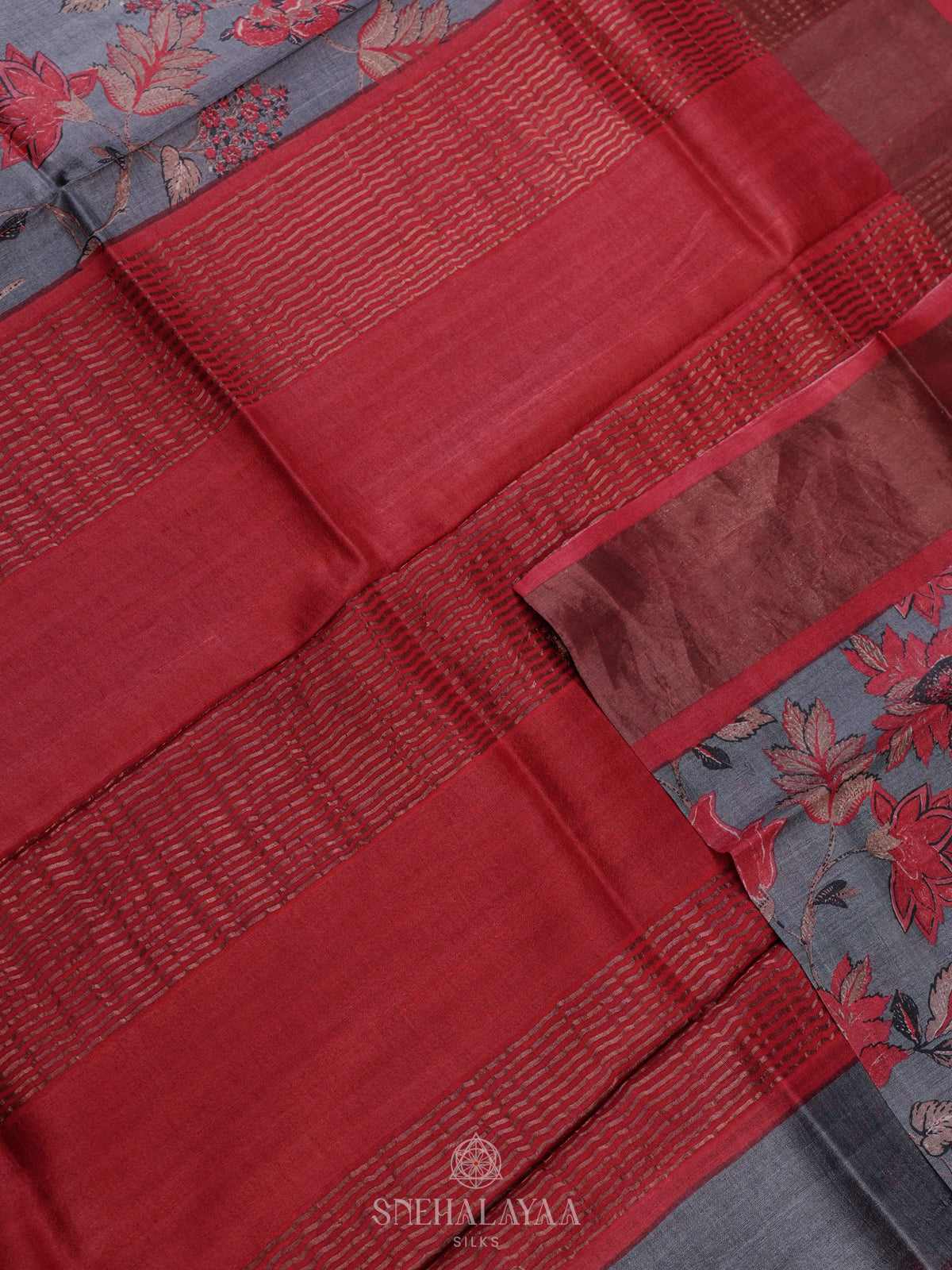 Grey Tussar Saree
