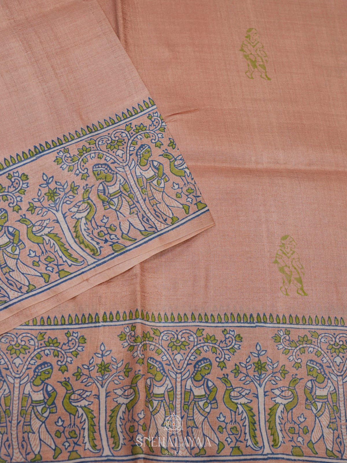 Peach Tussar Saree