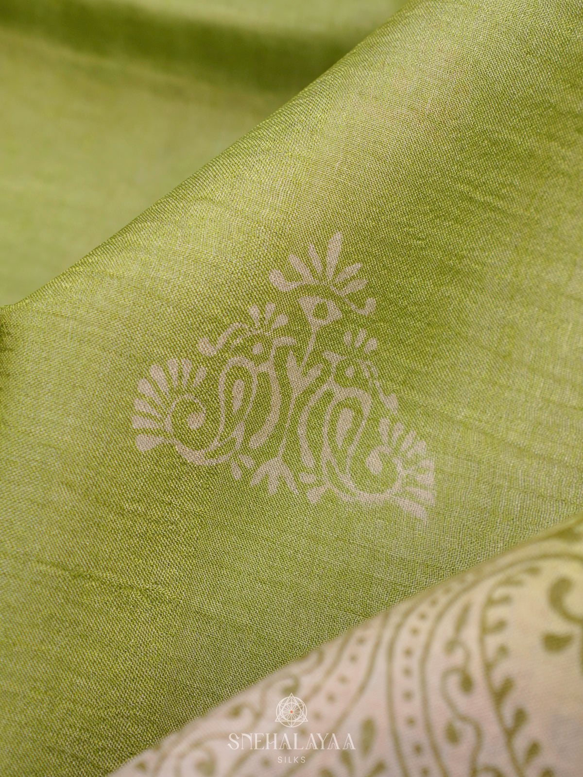 Lime Green Tussar Saree